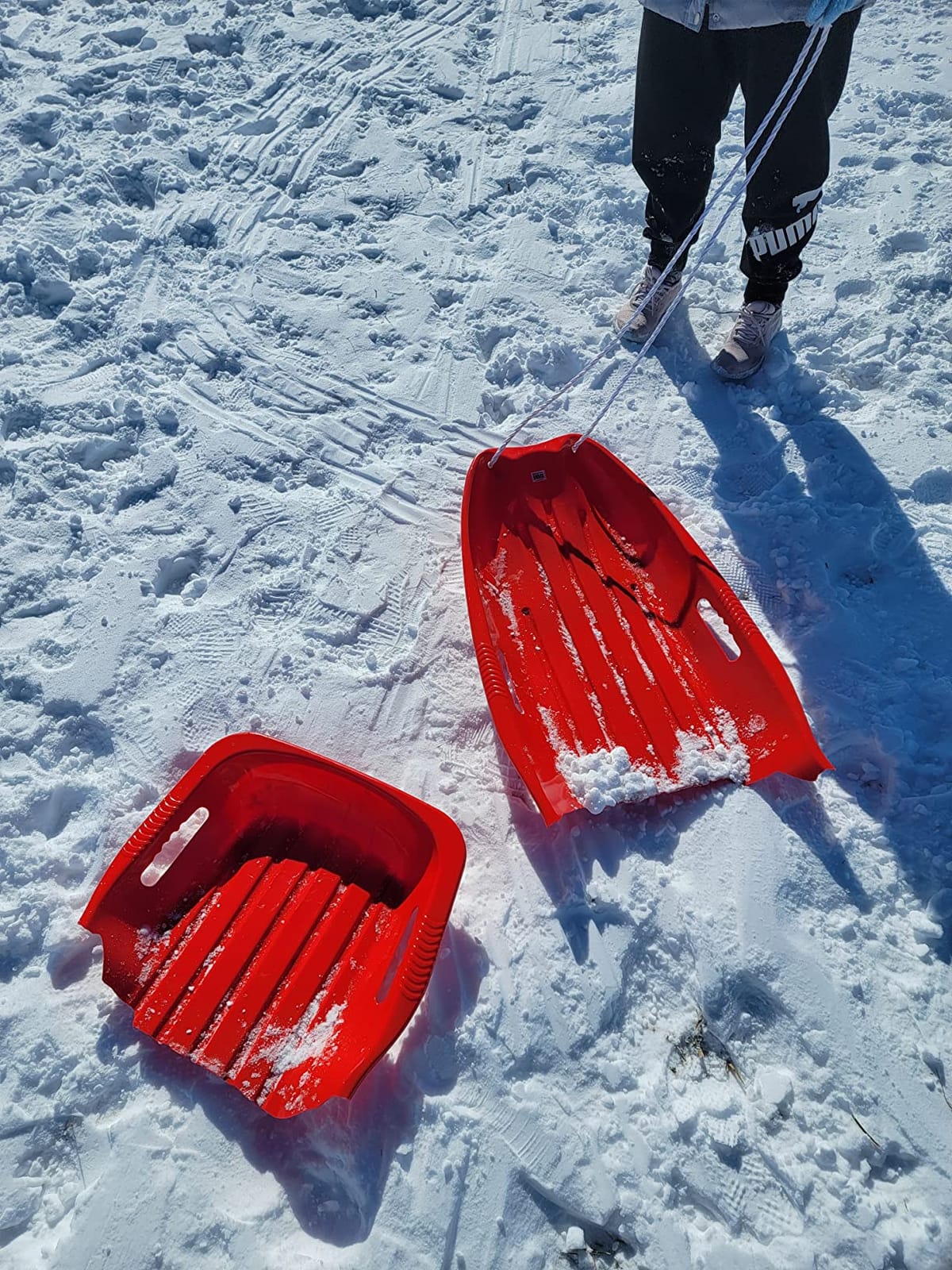 Slippery Racer Downhill Xtreme Flexible Adults and Kids Plastic Toboggan Snow Sled for up to 2 Riders with Pull Rope and Handles customer photo 1