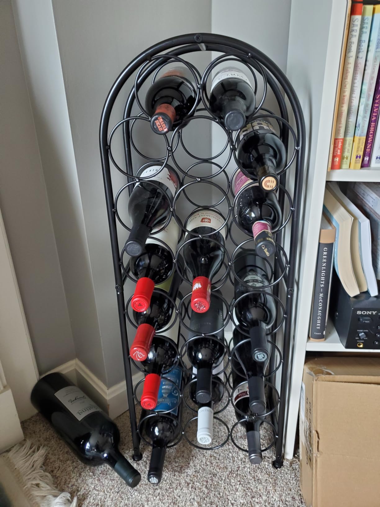 PAG-Mass 23 Bottles Arched Freestanding Floor Metal Wine Rack Wine Bottle Holders Stands, Black customer photo 2