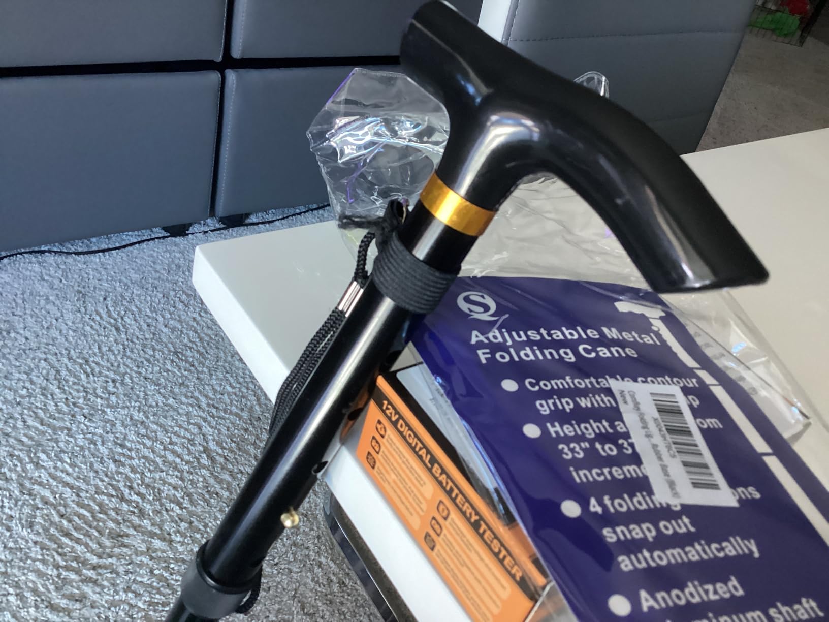 Folding Lightweight Walking Stick - Adjustable Aluminum Metal Collapsible Travel Cane with Non-Slip Rubber Base customer photo 2