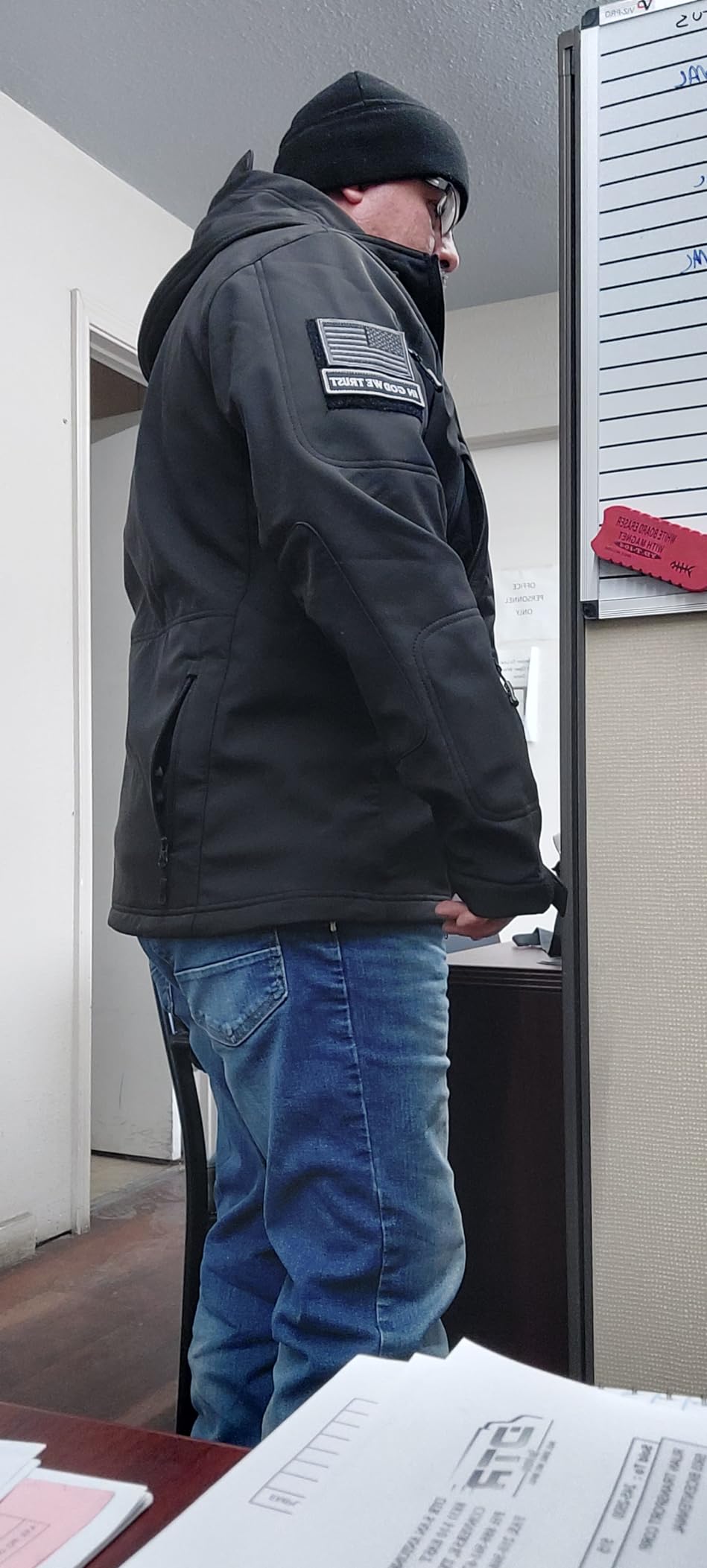 FREE SOLDIER Men's Hooded Waterproof Softshell Jacket | Windproof, Insulated, Breathable & Durable Fleece Lined Coat with Multi Pockets For Rain Hiking Work Casual customer photo 2