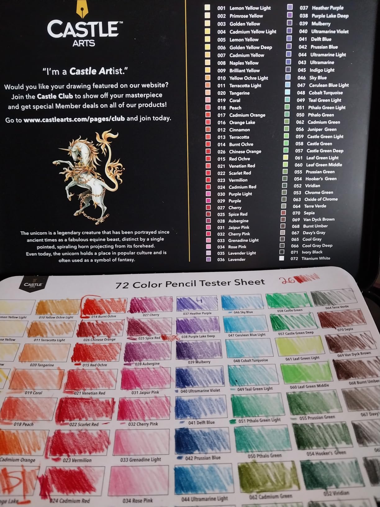 Castle Art Supplies 72 Colored Pencils for Adults - Soft Core Leads | For artists, professionals, and adult colorists - rich, creamy, velvety leads - organized in a presentation tin case customer photo 1