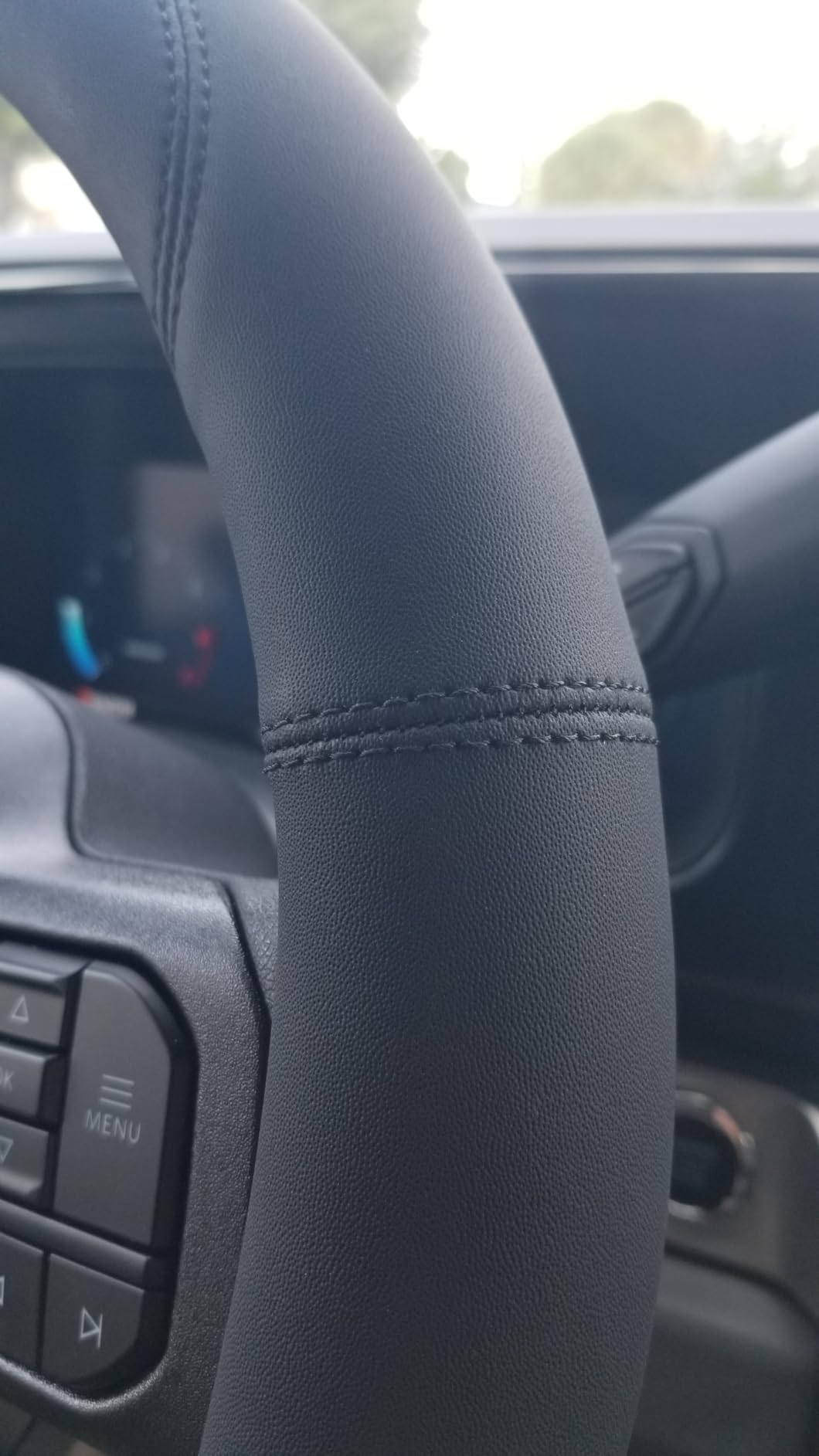 Valleycomfy Microfiber Leather Steering Wheel Cover Universal 15 inch (Black) customer photo 2