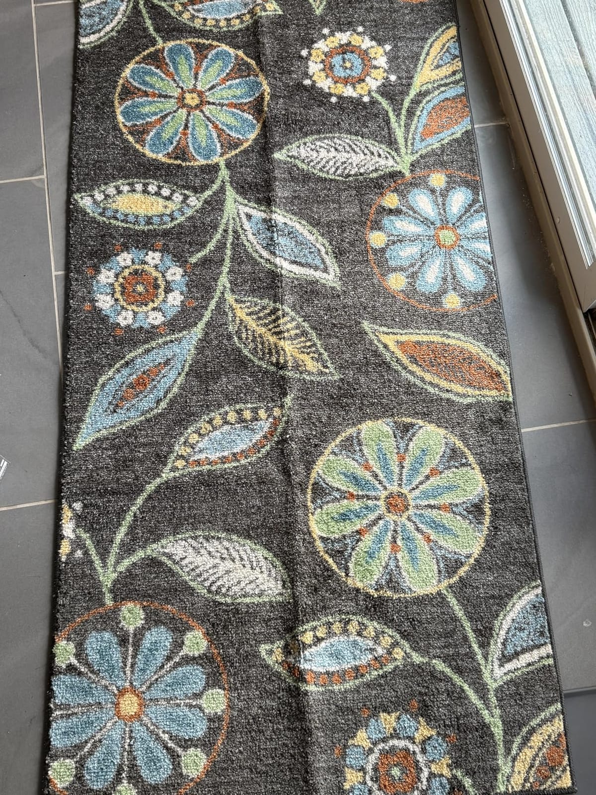 Maples Rugs Reggie Floral Runner Rug - Made in USA - Washable, Non Slip Indoor Carpet for Kitchen, Hallway, and Laundry Room, 2' x 6', Dark Grey customer photo 2