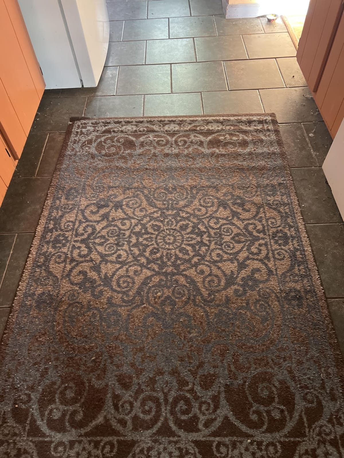 Maples Rugs Pelham Vintage Medallion Runner Rug - Made in USA - Washable, Non-Slip, Low Profile Indoor Rug for Hallway, Kitchen, and Laundry Room, 2' x 6', Blue/Grey customer photo 2