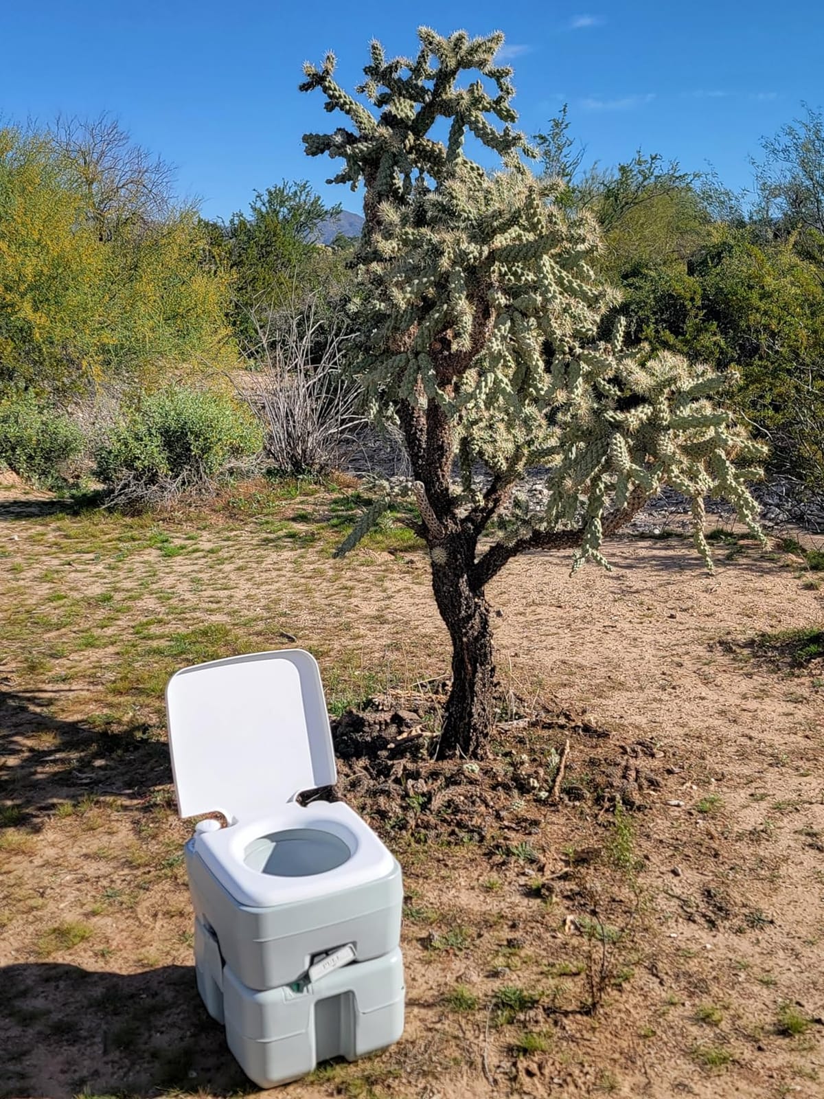 SereneLife Portable Toilet 5.3 Gal Camping Travel Outdoor Flush Toilet Seat | 5.3 Gal waste tank, 50+ flushes, leak-proof odor control, 3-way rinse system, no-splash disposal, durable portable design customer photo 1