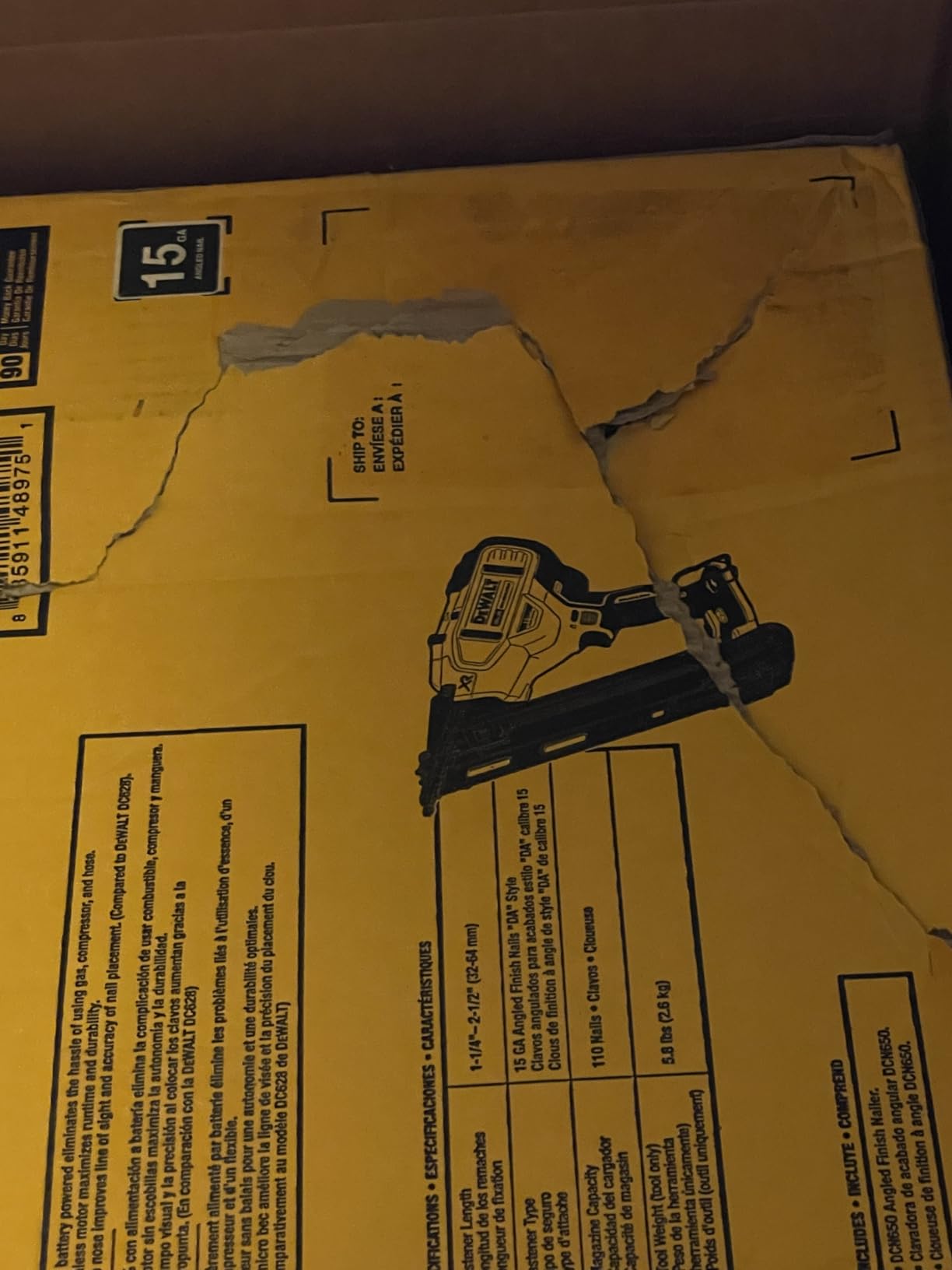 DEWALT DCN650B Nailer Angled Finish 20V 15Ga customer photo 1