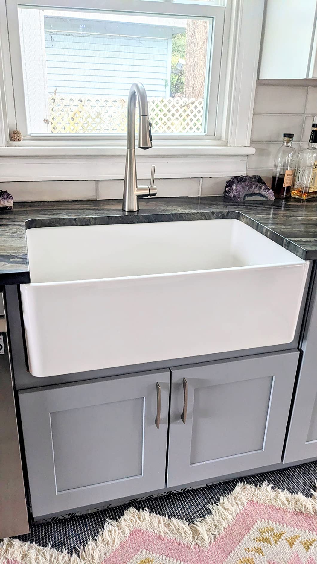 BOCCHI Classico Farmhouse Apron Front Fireclay 30 in. Single Bowl Kitchen Sink with Protective Bottom Grid and Strainer in White customer photo 2