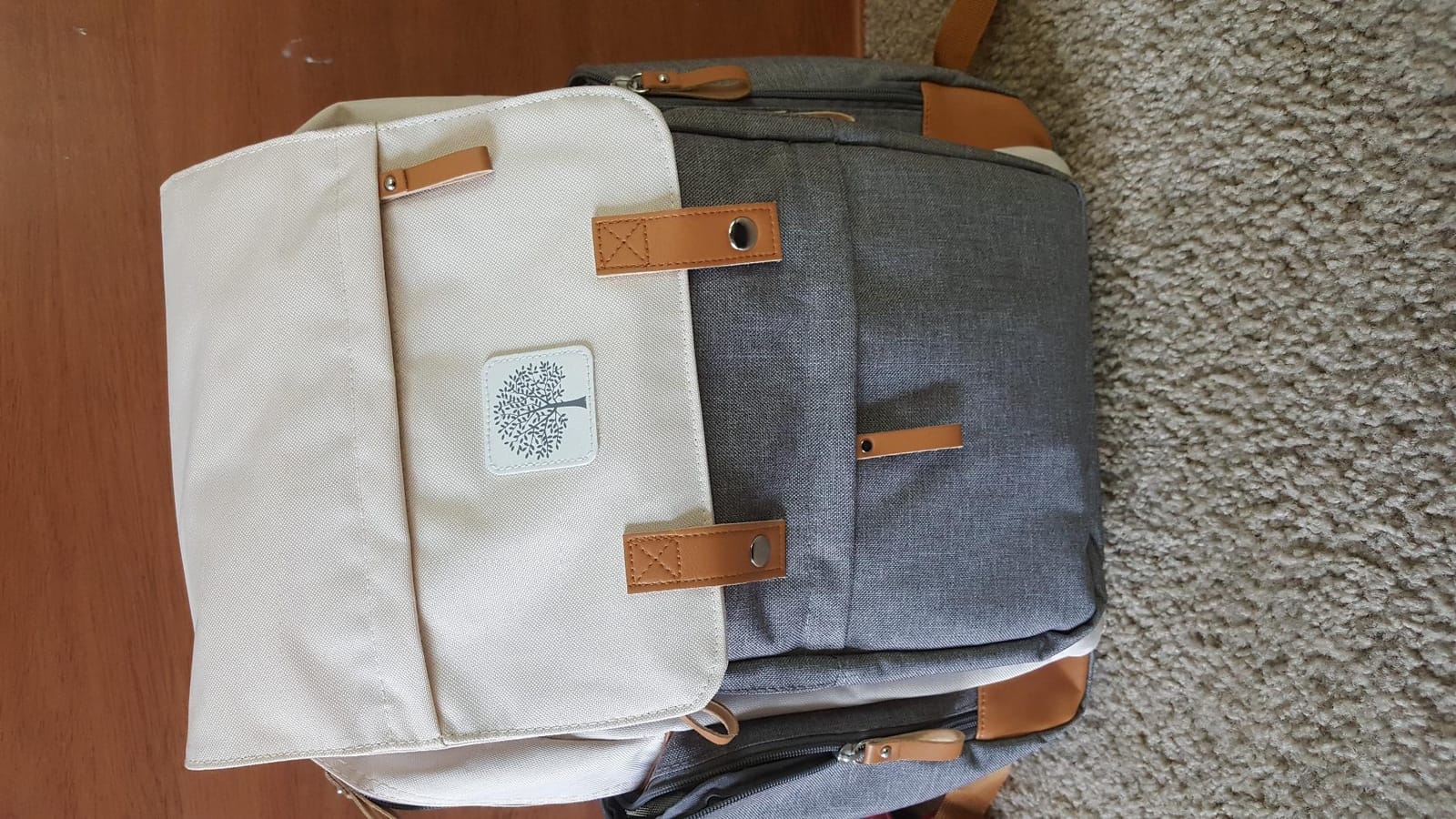 Parker Baby Co. 8-Year Original Birch Diaper Backpack - Cream | Roomy hands-free bag with insulated bottle pockets, stroller straps, and baby travel storage customer photo 2