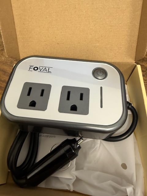 200W Car Power Inverter, FOVAL 12V DC to 110V AC Car Inverte with 4 USB Ports Car Outlet Adapter, Power Inverter for Vehicles, Car Plug Adapter Outlet for Laptop Computer Charger (Gray) customer photo 1
