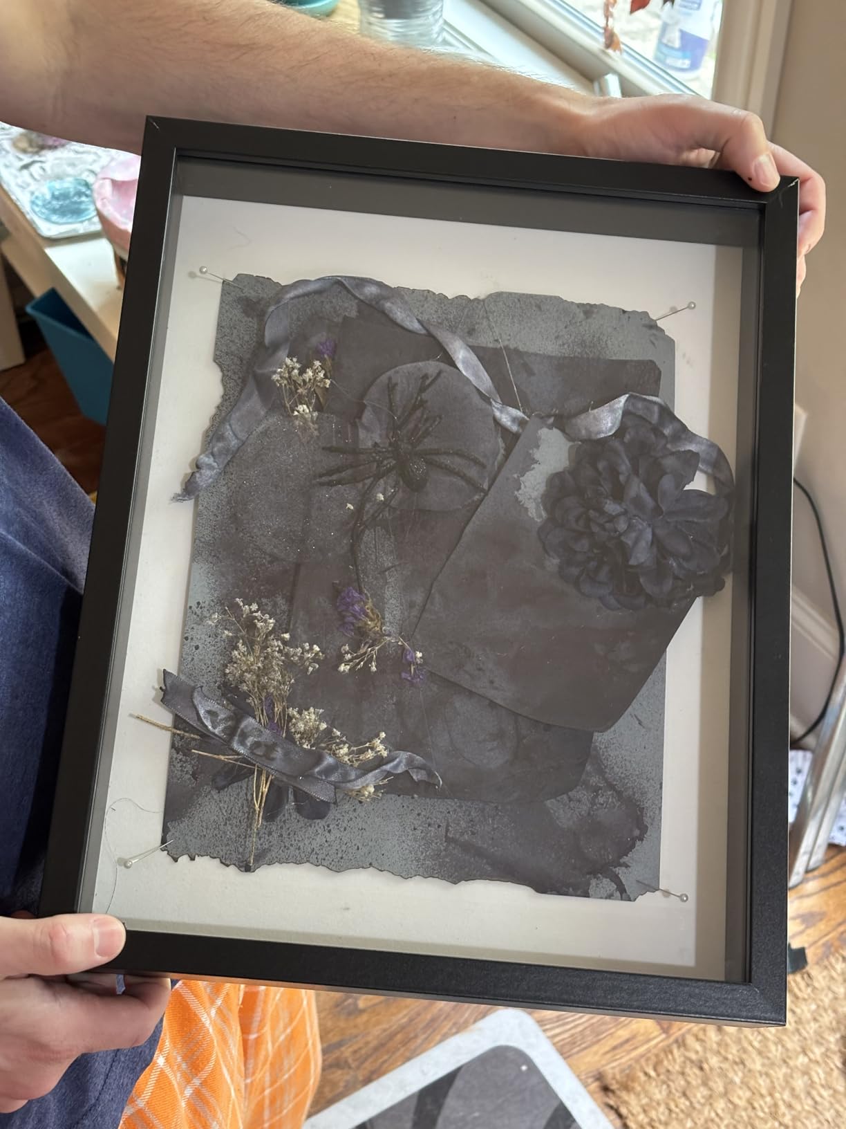 Americanflat 11x14 Shadow Box Frame with Shatter-Resistant Glass - Silhouette Collection - Large Shadow Box Display Case for Tabletop and Wall Display - Black with Soft Felt Back | Shatter-resistant glass, 1.5 inch interior depth, hangs vertical or horizontal, displays keepsakes, medals and memorabilia customer photo 1