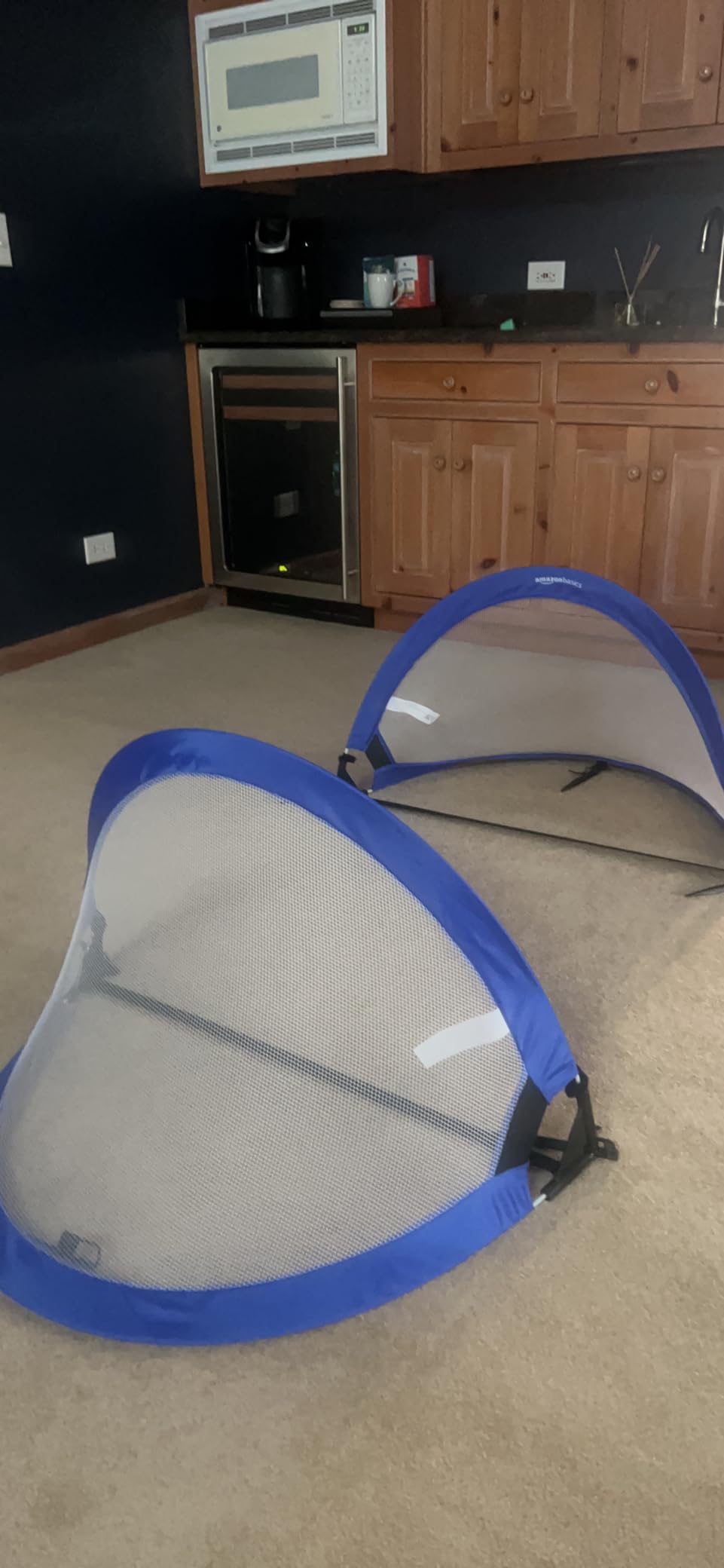 Amazon Basics Portable Pop Up Soccer Goal Set for Kids, Training Equipment, Outdoor Sports Games, Backyard Soccer, Blue, 2-Pack customer photo 1