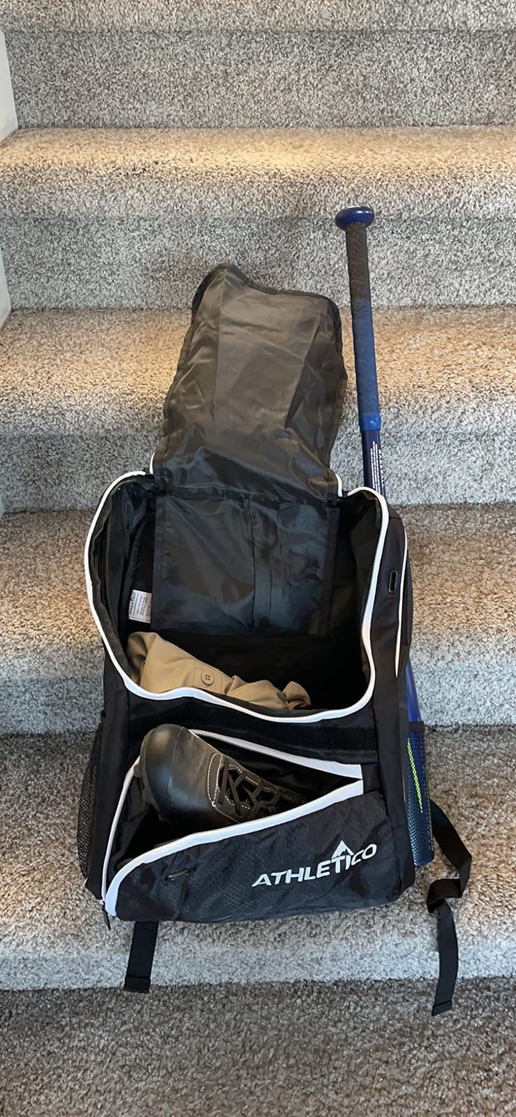 Athletico Baseball Bat Bag - Backpack for Baseball, T-Ball & Softball Equipment & Gear for Youth and Adults | Holds Bat, Helmet, Glove, & Shoes | Shoe Compartment & Fence Hook customer photo 1