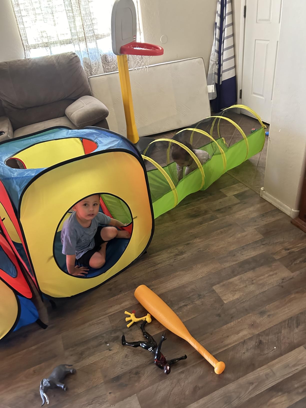UTEX 3 in 1 Pop Up Play Tent with Tunnel, Indoor/Outdoor Playhouse | Baby Ball Pit, Tunnel Toys for Toddlers 1-3, Soft Neutral Style, Tear-resistant Fabric, 1 Year Old Boy Gifts customer photo 2