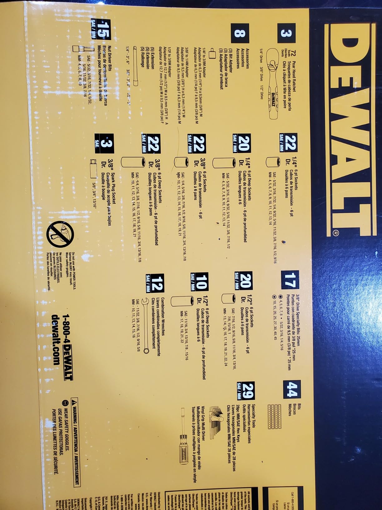 DEWALT Mechanic Tool Set, 247-Piece, 1/4 in., 3/8 in. and 1/2 in. Drive, SAE, Ratchets, Sockets, Hex Keys, Combination Wrenches, Polish Chrome Finish (DWMT81535) customer photo 1