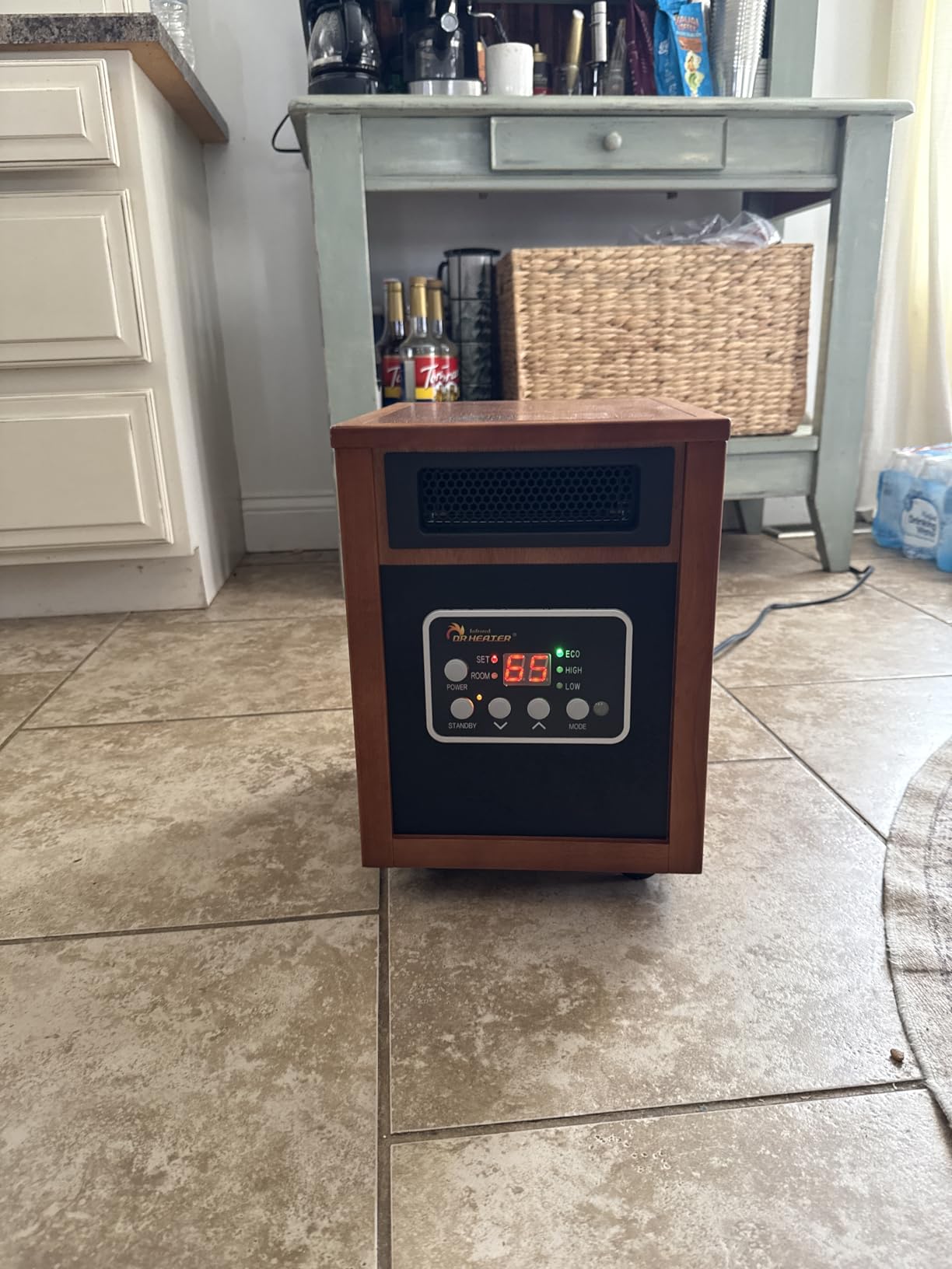 DR. INFRARED HEATER DR-998 1500W Dual Heating Infrared Space Heater with Humidifier, Oscillation, Remote Control, Thermostat & Safety Protection, Portable with Wheels, Walnut customer photo 2