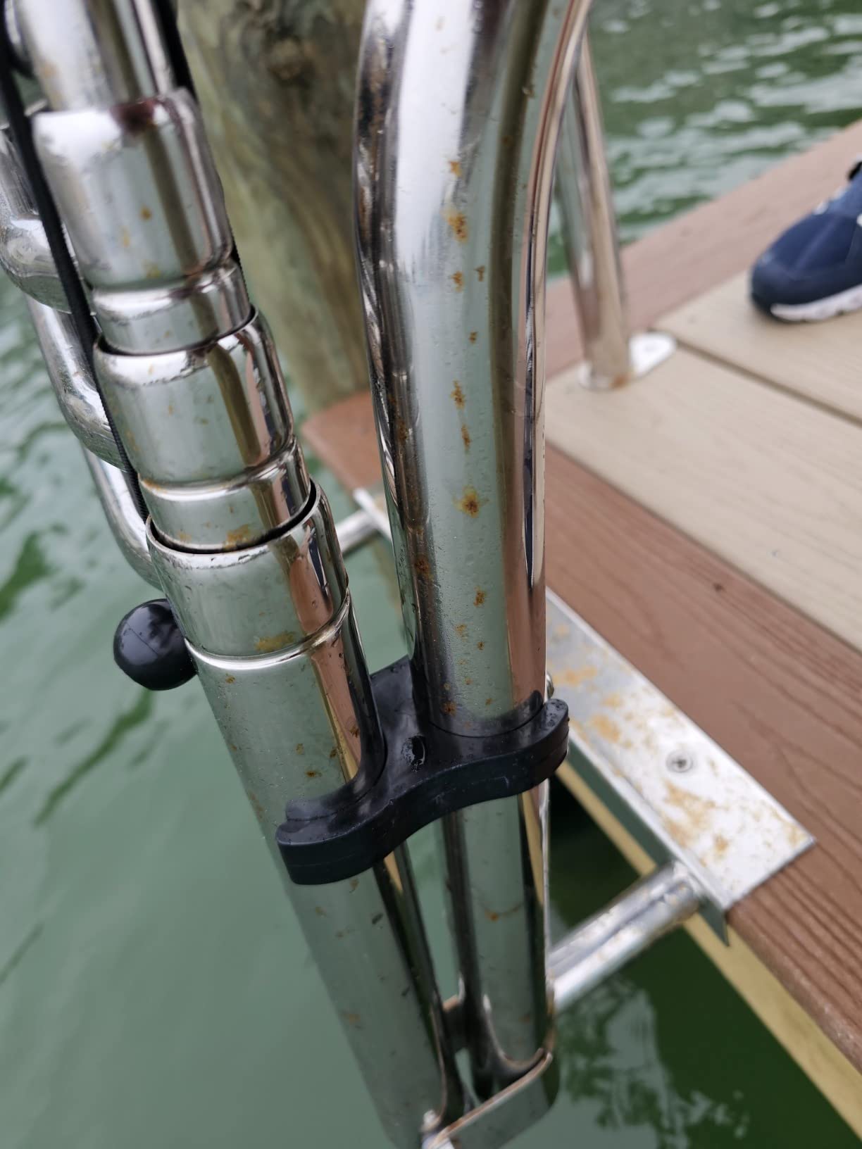 4-Step Pontoon Boat Ladder, 316 Stainless Steel Folding Telescoping Inboard Ladder with Hand Railing and Extra Wide Steps customer photo 2