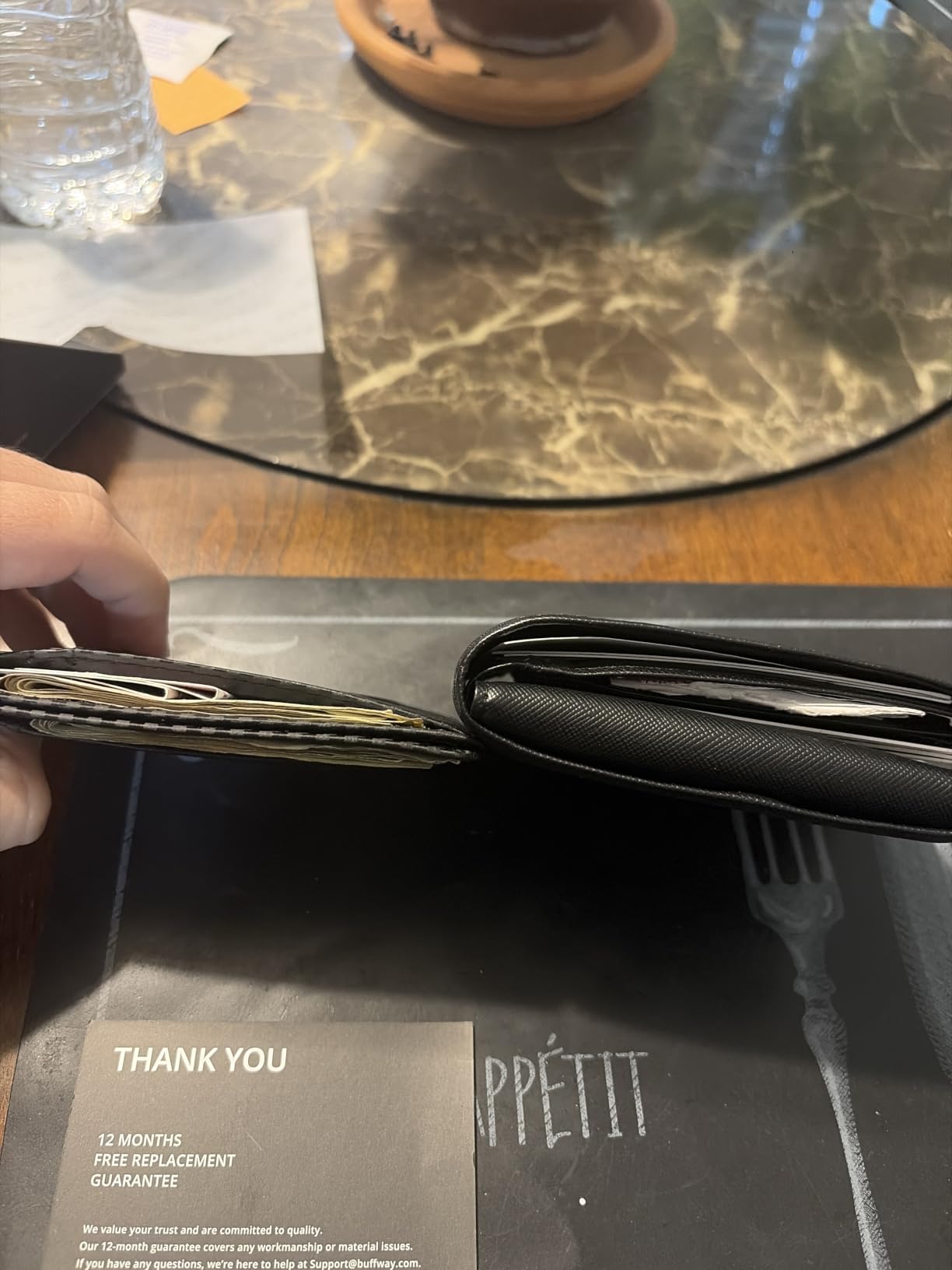Buffway Slim Minimalist Front Pocket RFID Blocking Leather Wallets for Men and Women - Alaska Brown customer photo 2