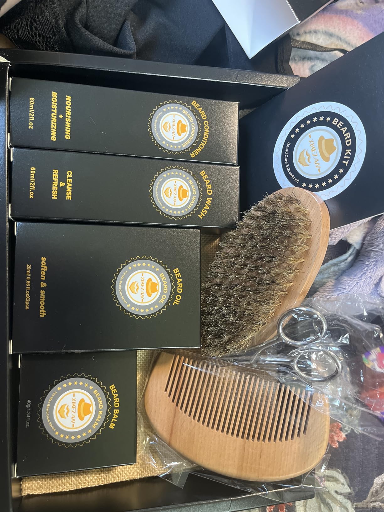 XIKEZAN Beard Kit Gifts for Men Beard Grooming/Care-Soften,Soothe Mustache customer photo 2