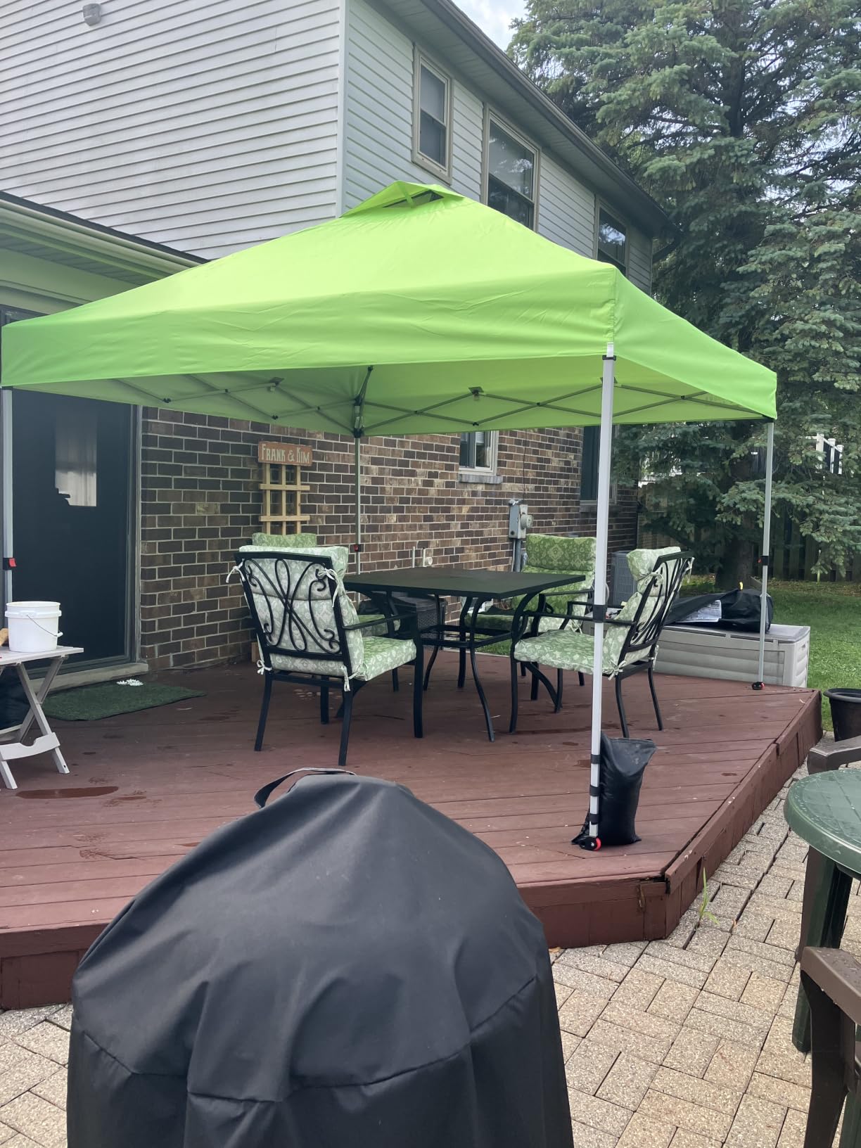 CROWN SHADES 10x10 Pop Up Canopy Tent with One Push Setup, Grid White | Patented CenterLok, Easy Outdoor Sun Shade for Events, Parties, Camping - Gazebo with STO-N-Go Cover Bag, Silver-Coated Top customer photo 1