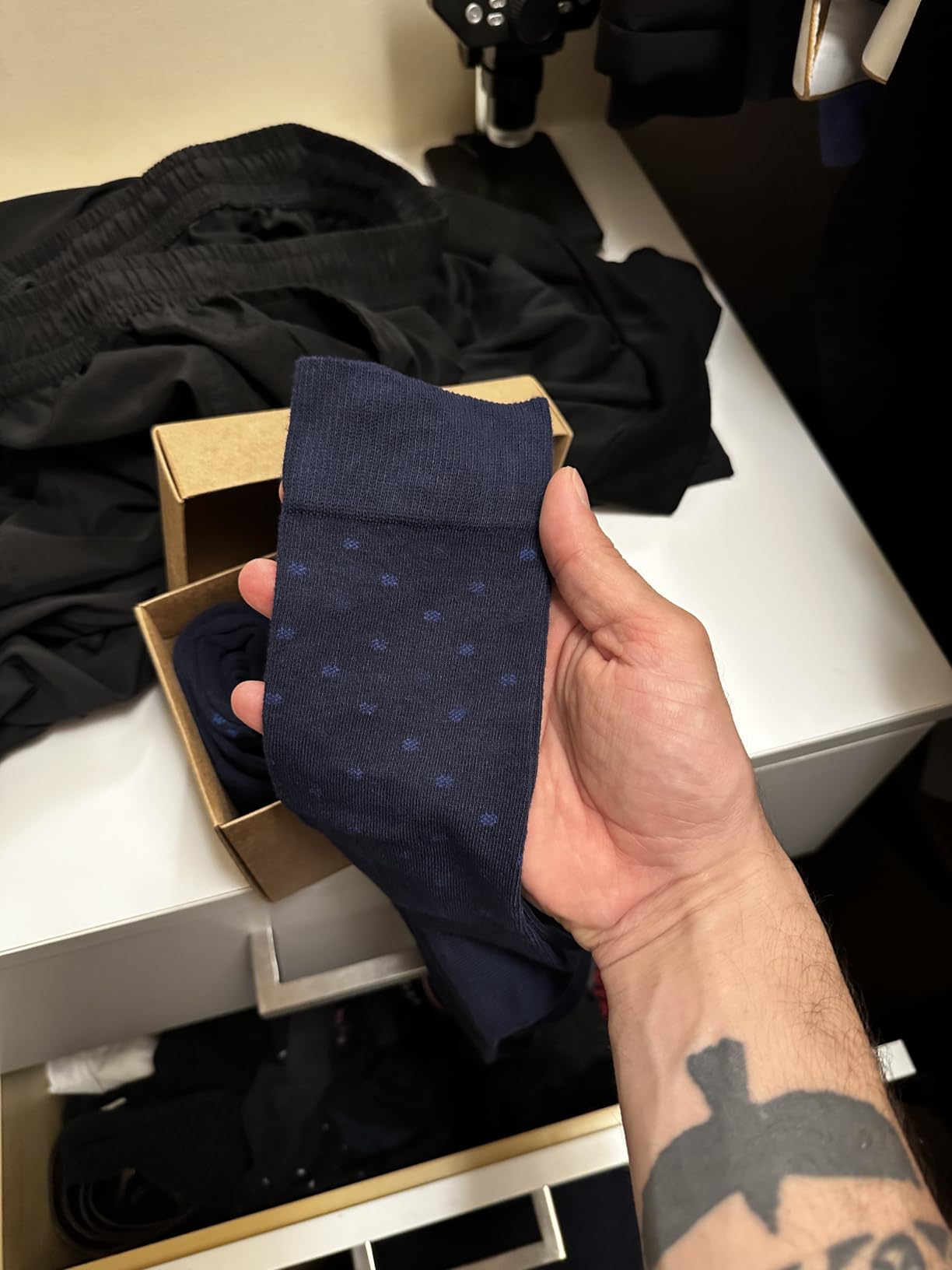 Mens Dress Socks Combed Cotton Classic Patterns No Toe Seam Comfort Moisture Wicking Reinforced Heel customer photo 2