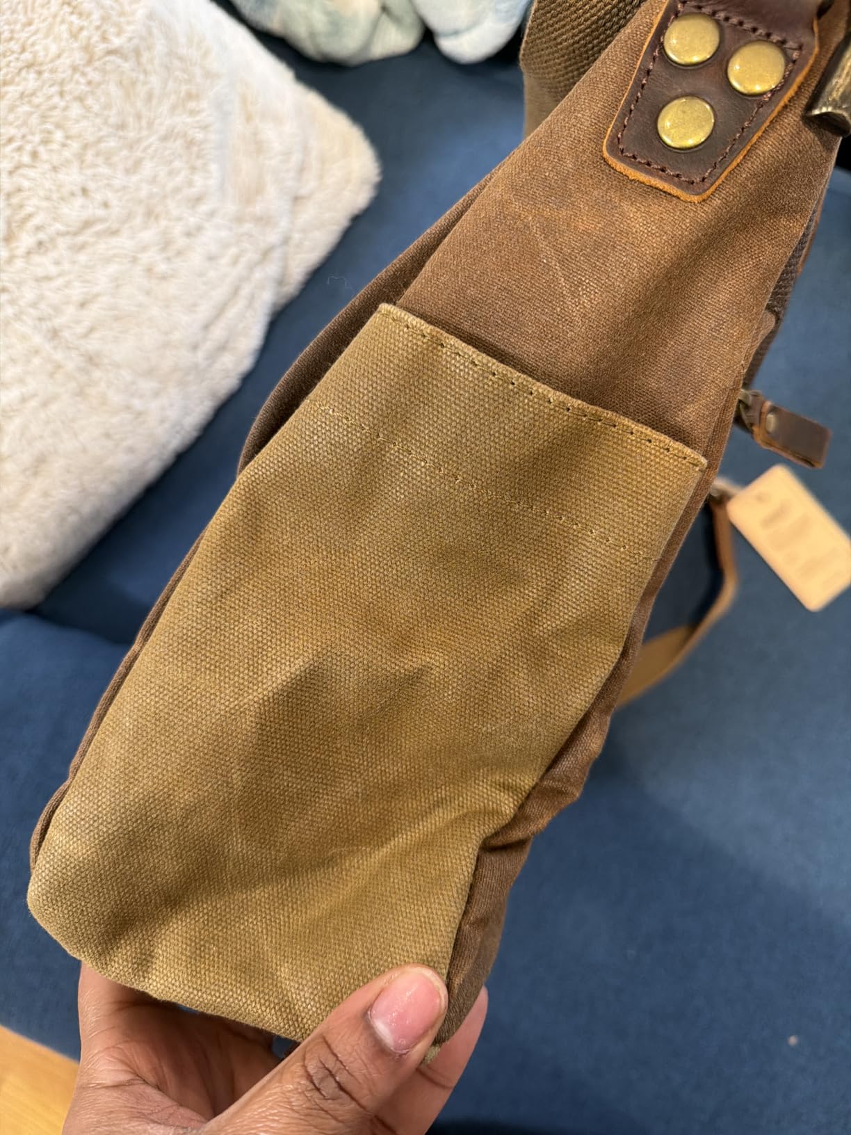 NEWHEY Mens Messenger Bag 15.6 Inch Business Office Work Briefcase Brown | Waterproof, Vintage Genuine Leather, Waxed Canvas, Large Satchel Shoulder Bag, Rugged Leather Computer Laptop Bag customer photo 1