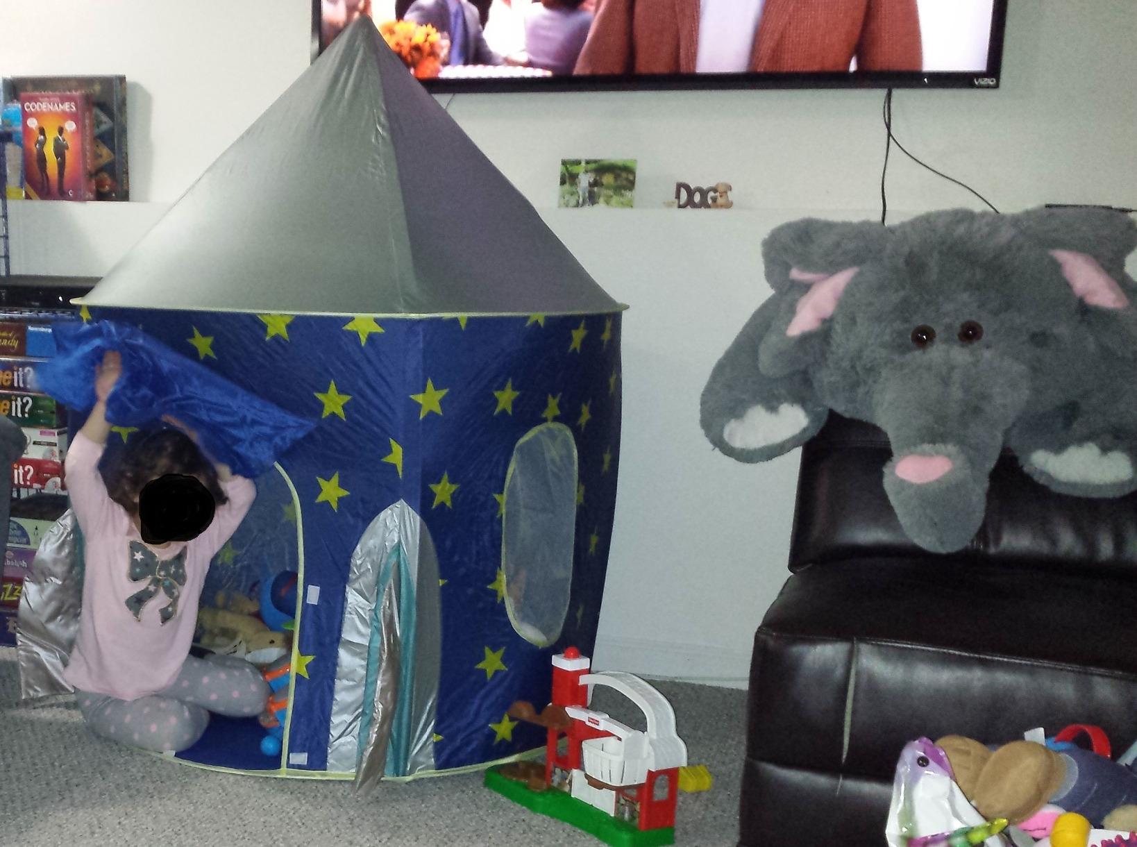 USA Toyz Happy Hut Teepee Tent for Kids - Indoor Pop Up Teepee Kids Playhouse Tents for Boys, Girls, Toddlers with Portable Storage Bag (Blue) customer photo 2