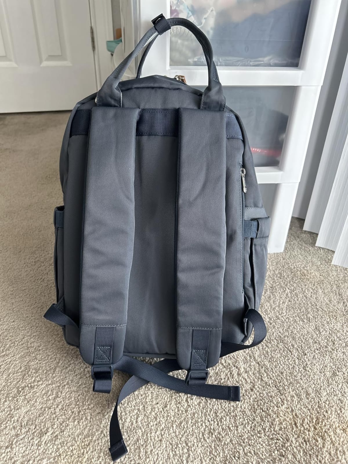 RUVALINO Diaper Bag Backpack - Multifunction Travel Baby Diaper Bag with Changing Pad, Insulated Bottle Holders & Pacifier Case, Large Capacity, Waterproof, Gray customer photo 1