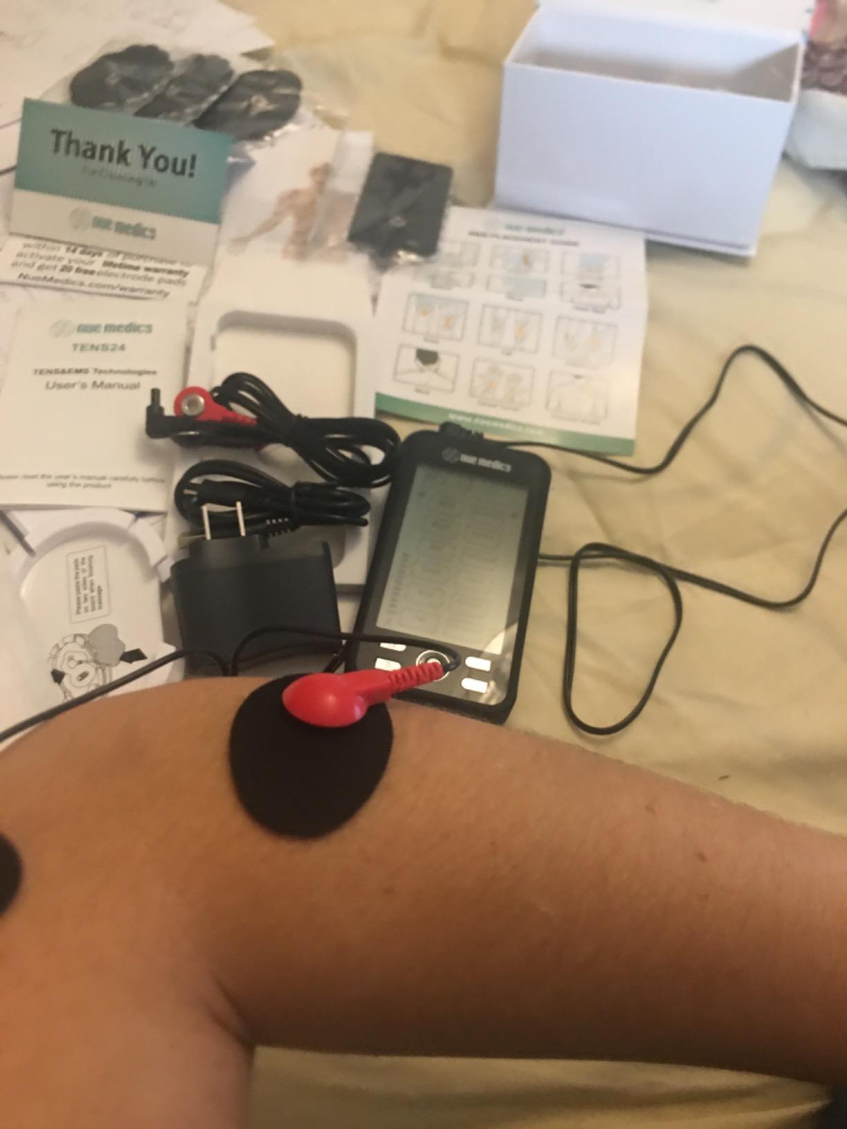 Tens Unit Machine Pulse Massager for Pain Relief, 24 Massage Modes, Rechargeable Muscle Stimulator Device with 10 Pads customer photo 1