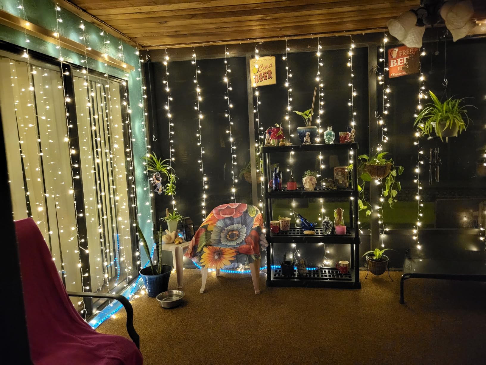 JMEXSUSS 300 LED Remote Control Curtain Lights, Plug in Fairy Curtain Lights Outdoor, Window Wall Hanging String Lights for Bedroom Indoor Dorm Backdrop Wedding Party Patio Christmas Decor, Warm White customer photo 1