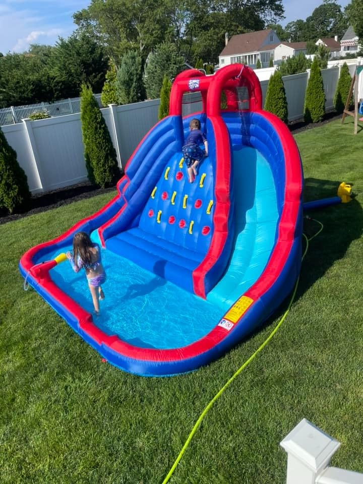 SUNNY & FUN Ultra Climber Inflatable Water Slide Park with Two Slides | Heavy-Duty Oxford Blow-Up Water Park for Kids Backyard | Climbing Wall, Splash Pool, Air Blower & Bag | Easy Setup & Drainage customer photo 1