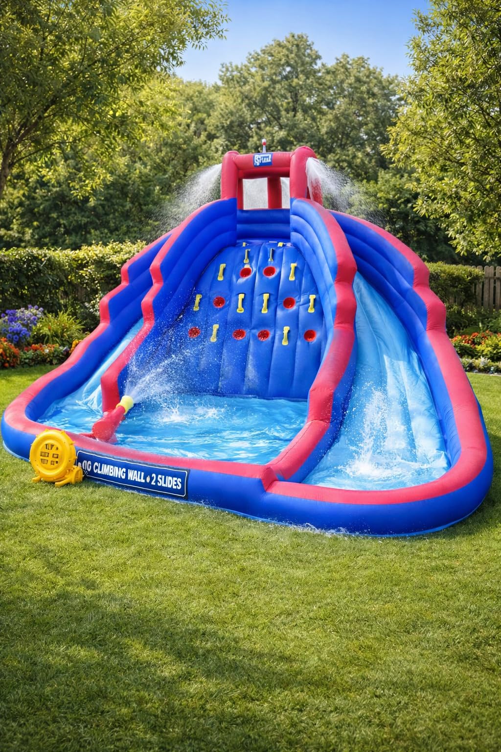 SUNNY & FUN Ultra Climber Inflatable Water Slide Park with Two Slides | Heavy-Duty Oxford Blow-Up Water Park for Kids Backyard | Climbing Wall, Splash Pool, Air Blower & Bag | Easy Setup & Drainage customer photo 2