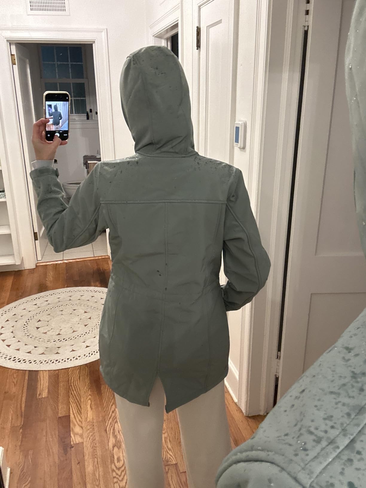 Outdoor Ventures Women's Lightweight Waterproof Fleece Lined Hooded Softshell Rain Jacket, Warm Windbreaker Long Coat customer photo 1