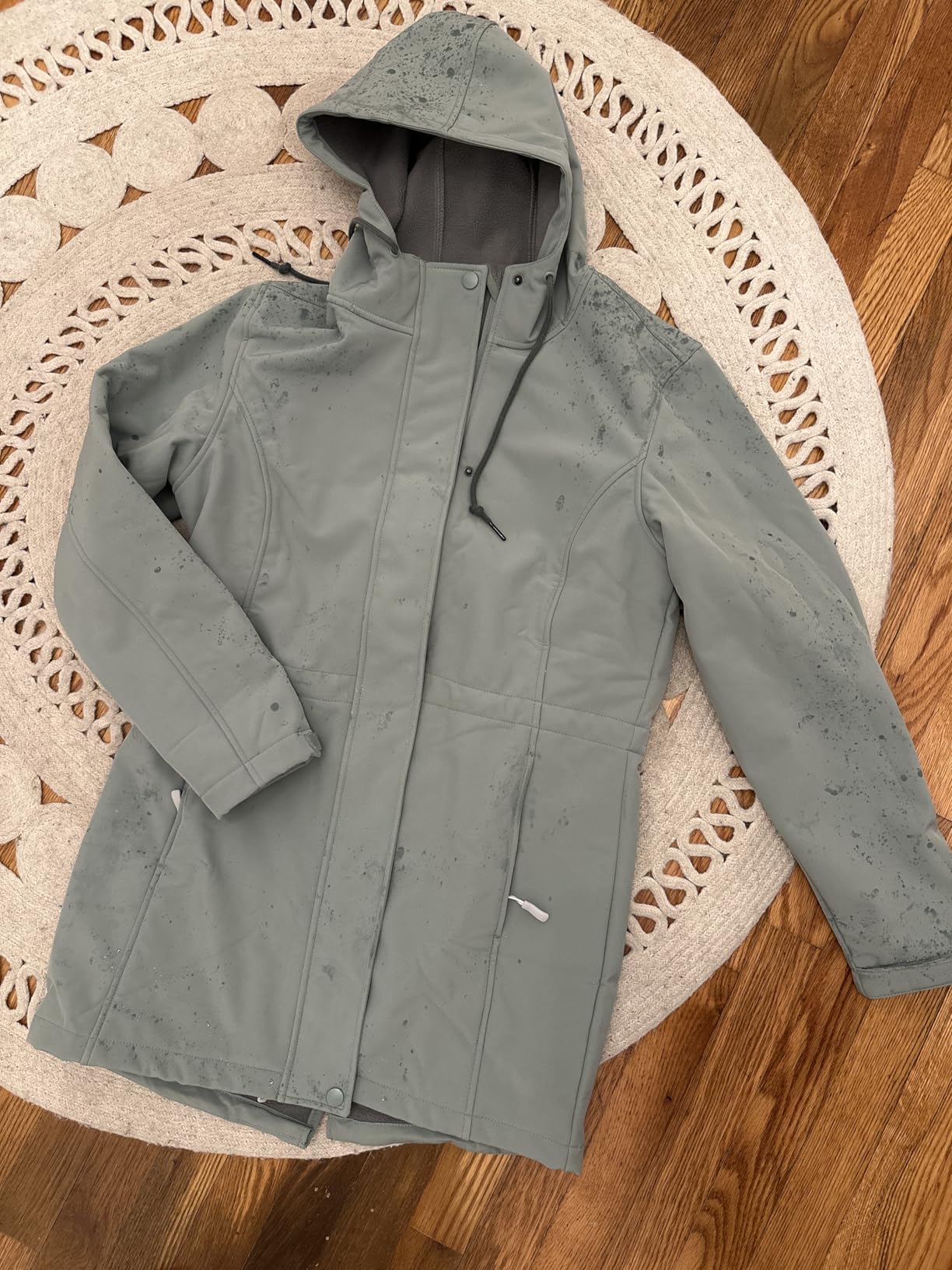 Outdoor Ventures Women's Lightweight Waterproof Fleece Lined Hooded Softshell Rain Jacket, Warm Windbreaker Long Coat customer photo 2