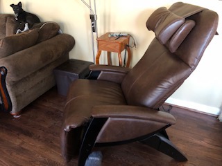Svago ZGR Plus SV-395 Dual Power Infinite Position Zero Anti Gravity Recliner with Heat and Massage - Cognac Faux Leathe-Cognac-Standard Ground Curbside, Vinyl customer photo 1