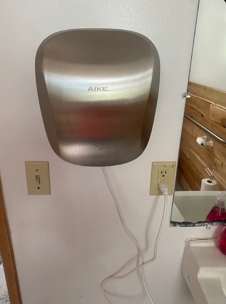 AIKE Heavy Duty High Speed Hand Dryer 120V UL Approved, Brushed, AK2903 | Air Focus Series Air Tank Hand Dryer, 12S Fast Dry High Speed, Plug-in Easy Install and Hardwiring Friendly, HEPA Filter customer photo 1
