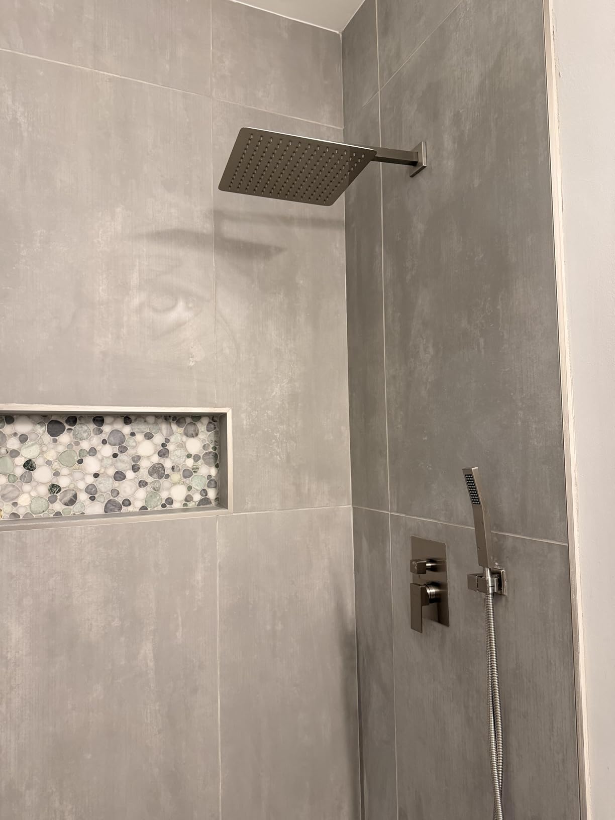 SR SUN RISE Shower Faucet Set 12-Inch Rainfall Shower Head Brushed Nickel | Wall-Mounted Shower System with Handle Solid Brass Valve and Trim Kit Included for a Complete Bathroom Installation customer photo 1