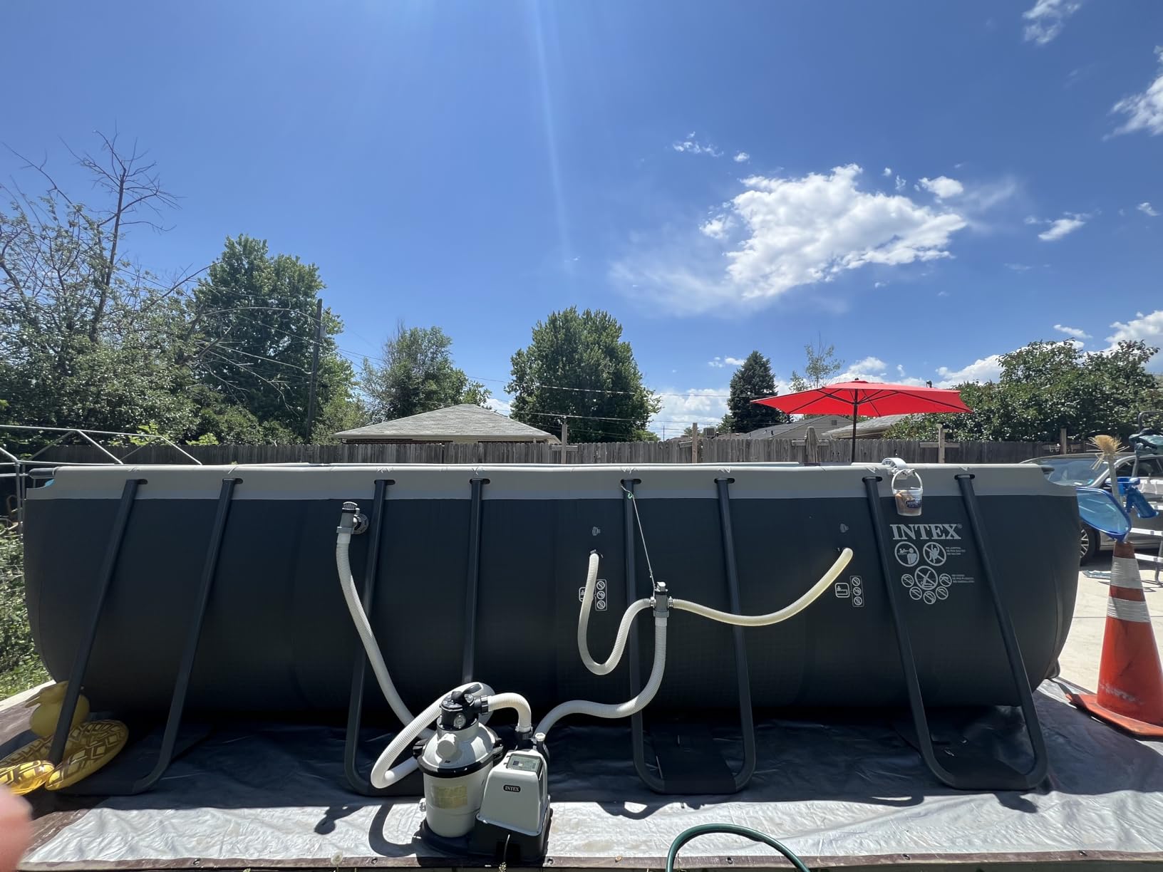 INTEX Ultra XTR 18ft x 9ft x 52in Above Ground Swimming Pool Set with 1500 GPH Sand Filter Pump, Ladder, Pool Cover & Ground Cloth, Galvanized Steel Frame customer photo 2
