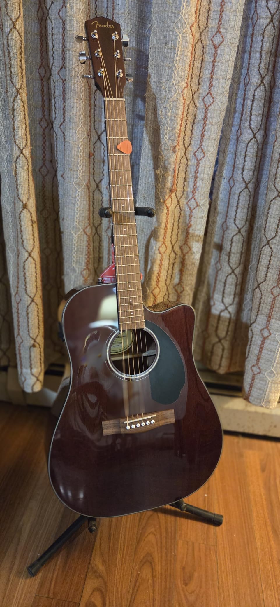 Fender CD-60SCE All-Mahogany Dreadnought Cutaway Acoustic Electric Guitar, with 2-Year Warranty, Fishman Pickup and Preamp System, Natural customer photo 1