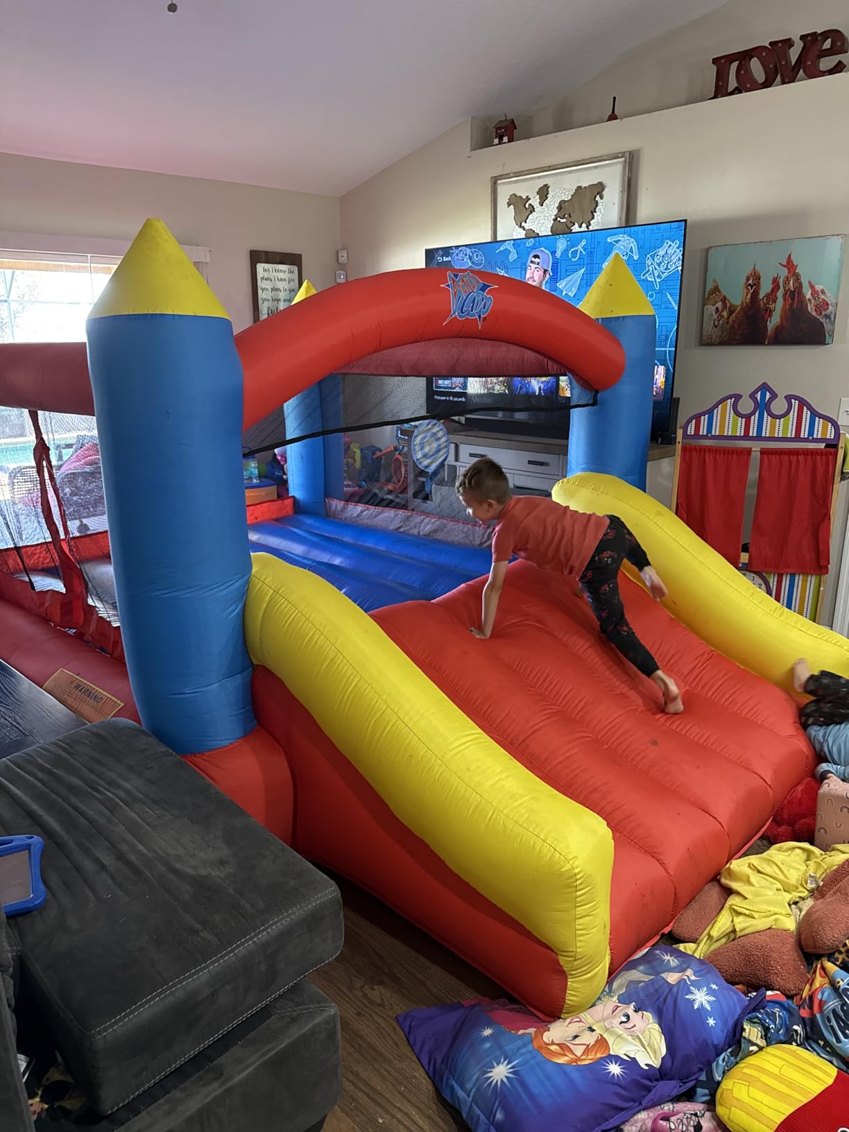 ACTION AIR [Updated Version] Bounce House, Inflatable Bouncer with Air Blower, Jumping Castle with Slide, Family Backyard Bouncy Castle, Durable Sewn with Extra Thick Material, Idea for Kids (C-9745) customer photo 1