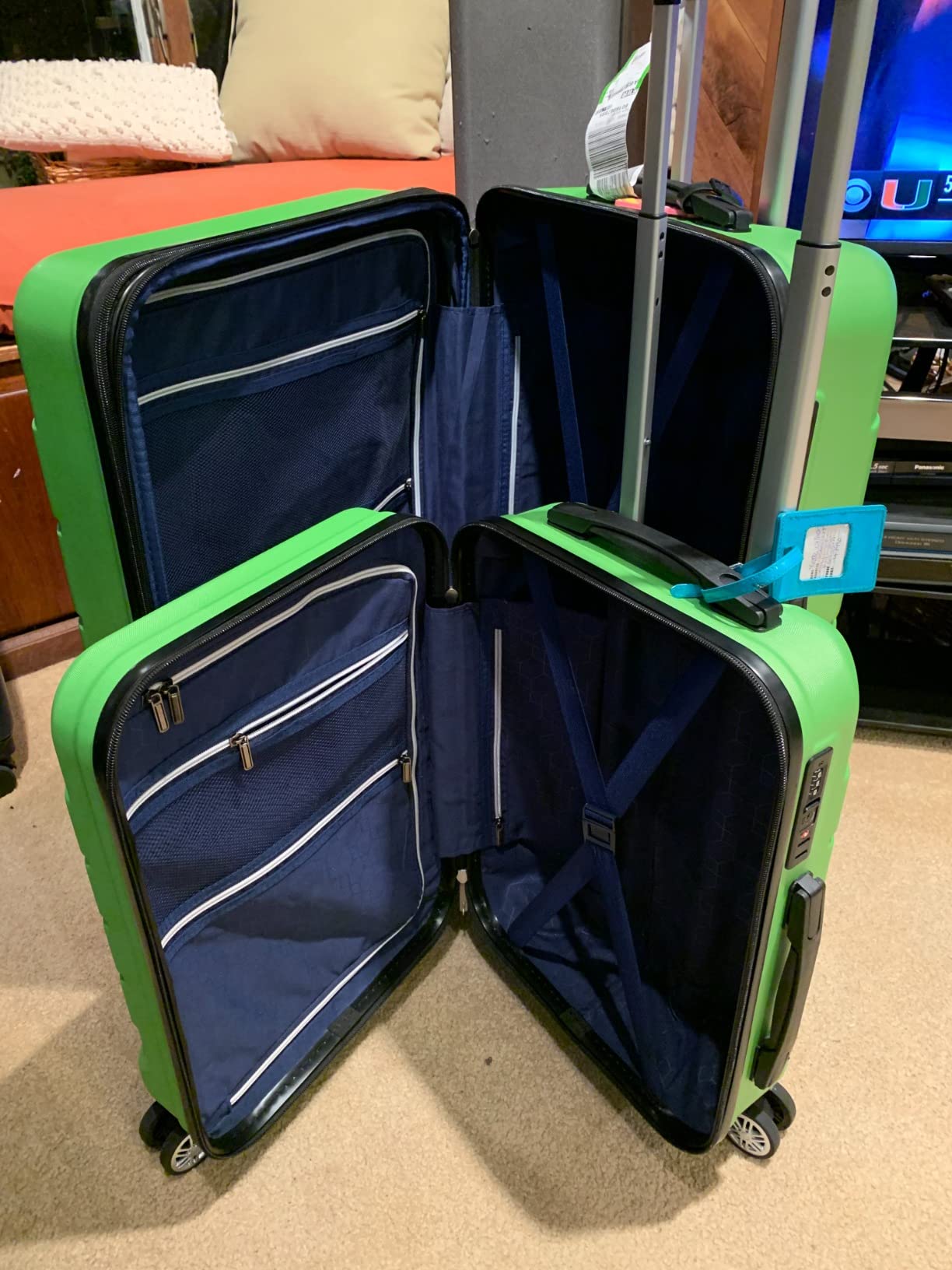 SHOWKOO G-Series Luggage set 3pcs, 100% PC Durable Hardshell Suitcase, Expandable, Lightweight, Smoother Spinner Wheels, YKK Zipper, TSA Lock, Family Travel (Deep Blue, 20/24/28in) customer photo 1