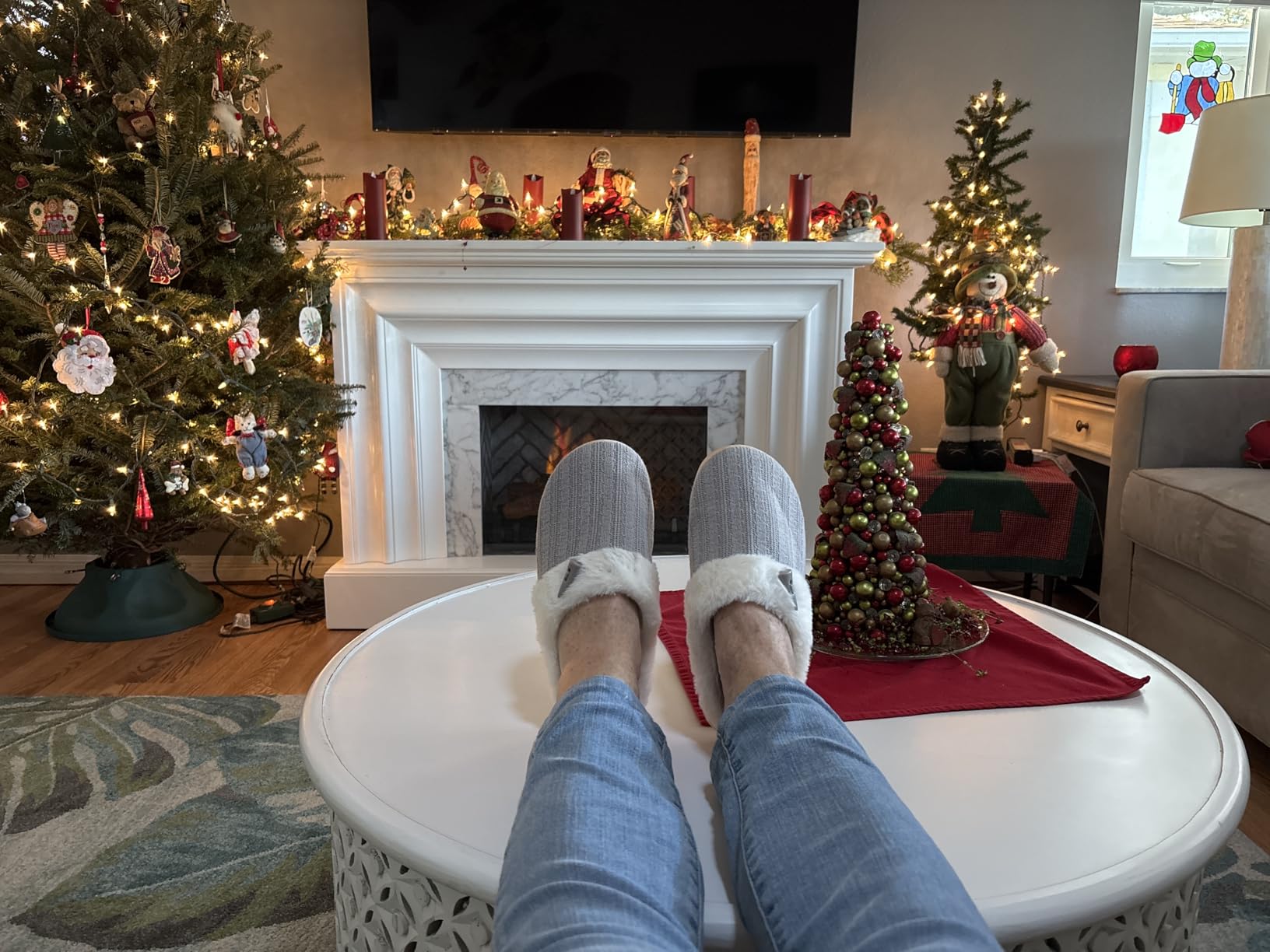 NineCiFun Women's Slip on Fuzzy Slippers Memory Foam House Slippers Outdoor Indoor Warm Plush Bedroom Shoes Scuff with Faux Fur Lining customer photo 1