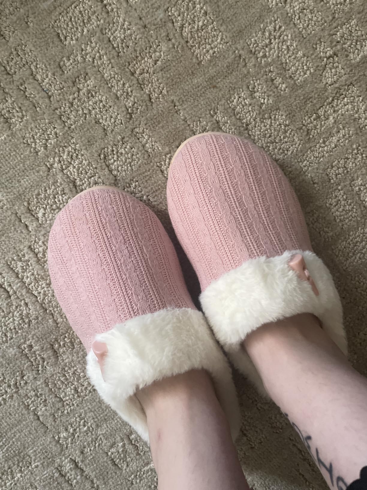 NineCiFun Women's Slip on Fuzzy Slippers Memory Foam House Slippers Outdoor Indoor Warm Plush Bedroom Shoes Scuff with Faux Fur Lining customer photo 2