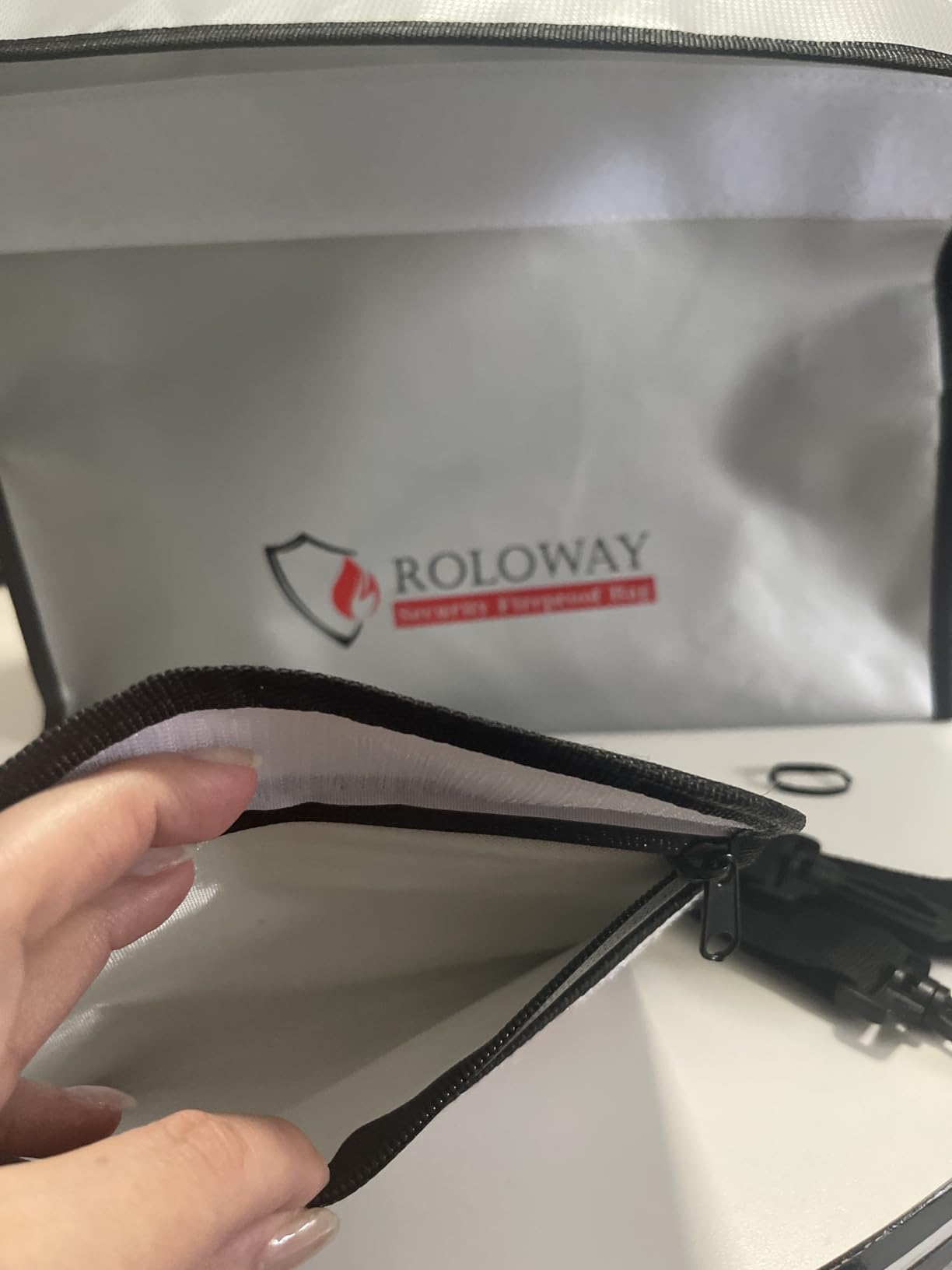 ROLOWAY Fireproof Document & Money Bags, Large Fireproof & Water Resistant Bag (15 x 12 x 5 inches), Fireproof Folder Safe Bag for Cash, Valuables & Passport, with Silicone Coating & Zipper Closure customer photo 1