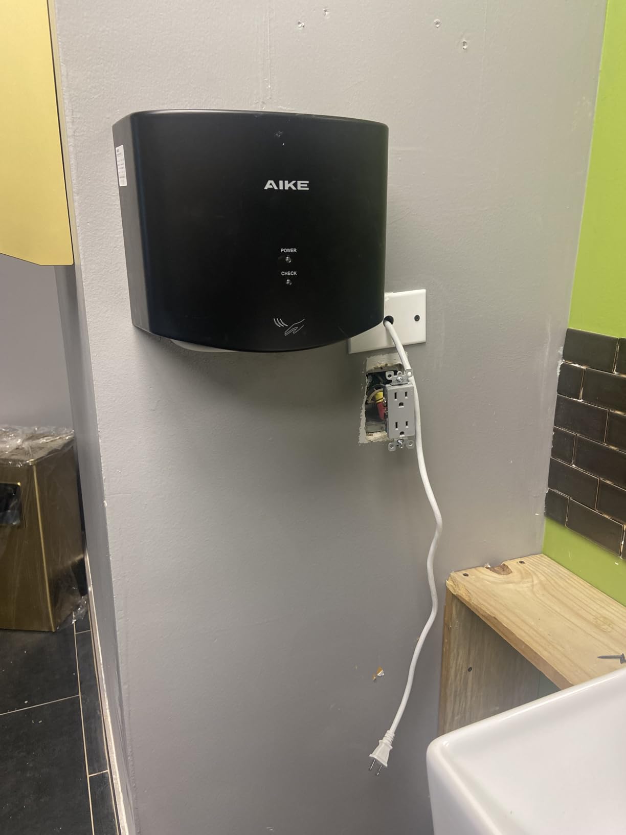 AIKE Air Wiper Compact Hand Dryer for Bathrooms, 110V Model AK2630S Silver | Blade Air 15S Dry Time, 1400W High Speed Jet Dryer, Compact Design and Easy Install for Home Bathroom, Small Business customer photo 1