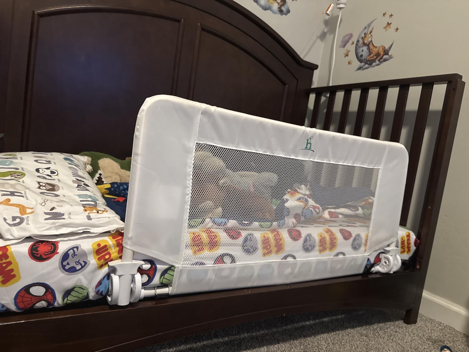 Hiccapop Convertible Crib Bed Rail for Toddlers, Crib Rail Guard, Gray customer photo 2