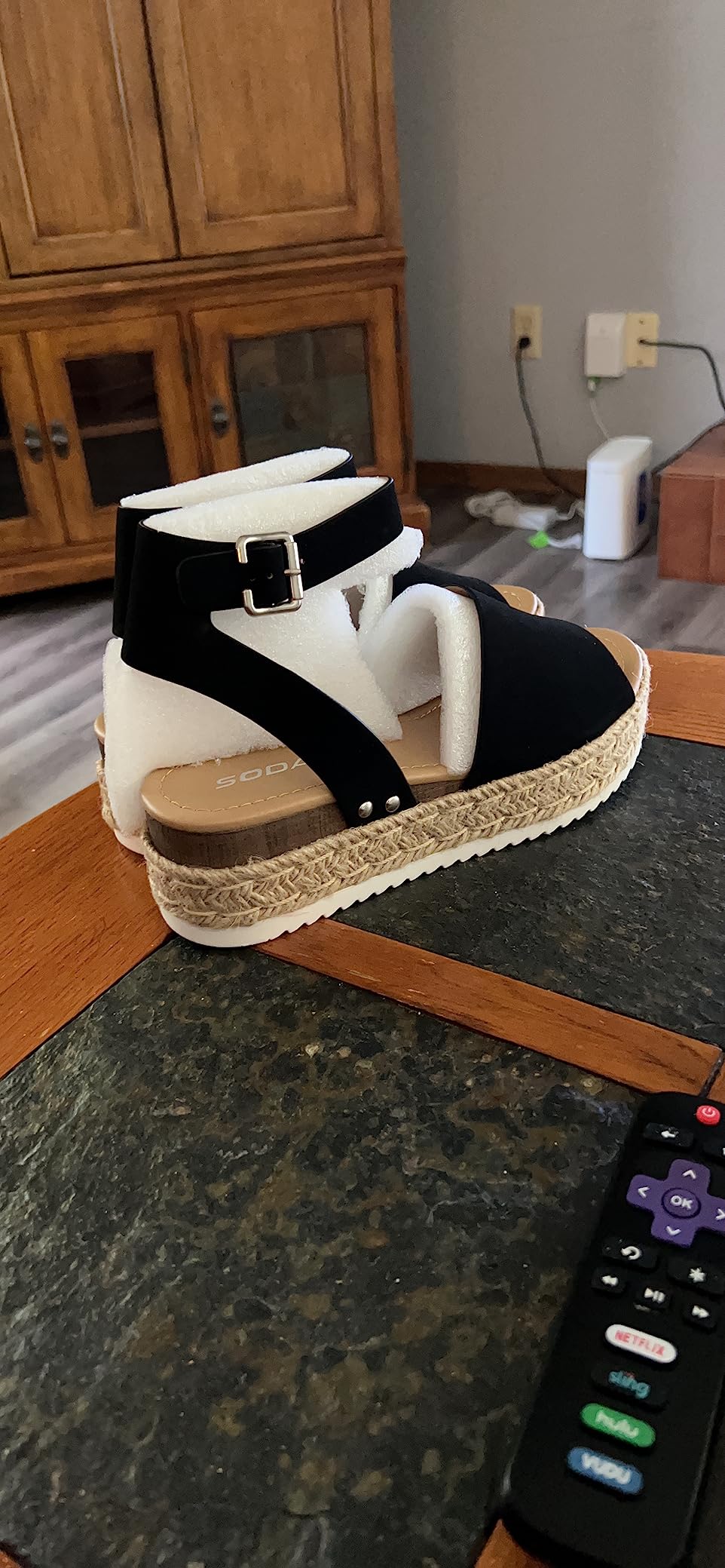 Topic Open Toe Buckle Ankle Strap Espadrilles Flatform Wedge Casual Sandal customer photo 2