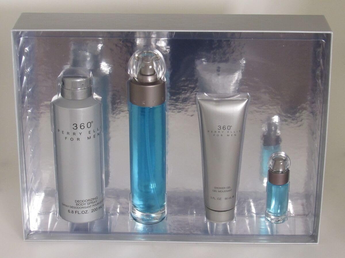Perry Ellis 360 By Perry Ellis for Men - 4 Pc Gift Set 3.4oz Edt Spray, 6.8oz Deodorizing Body Spray, 3.0oz Shower Gel, 0.25oz Edt Spray, 4count customer photo 2
