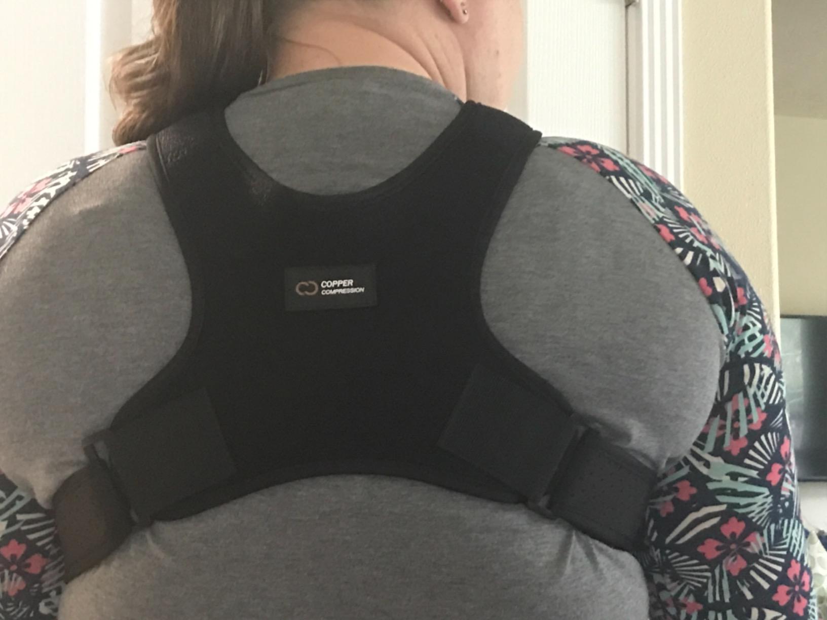 Copper Compression Back Brace Posture Corrector for Women and Men. Copper Infused Shoulder Straightener, Adjustable Upper Back Support for Relief, Scoliosis, Hunchback, Hump, Thoracic, Spine, Pain customer photo 2
