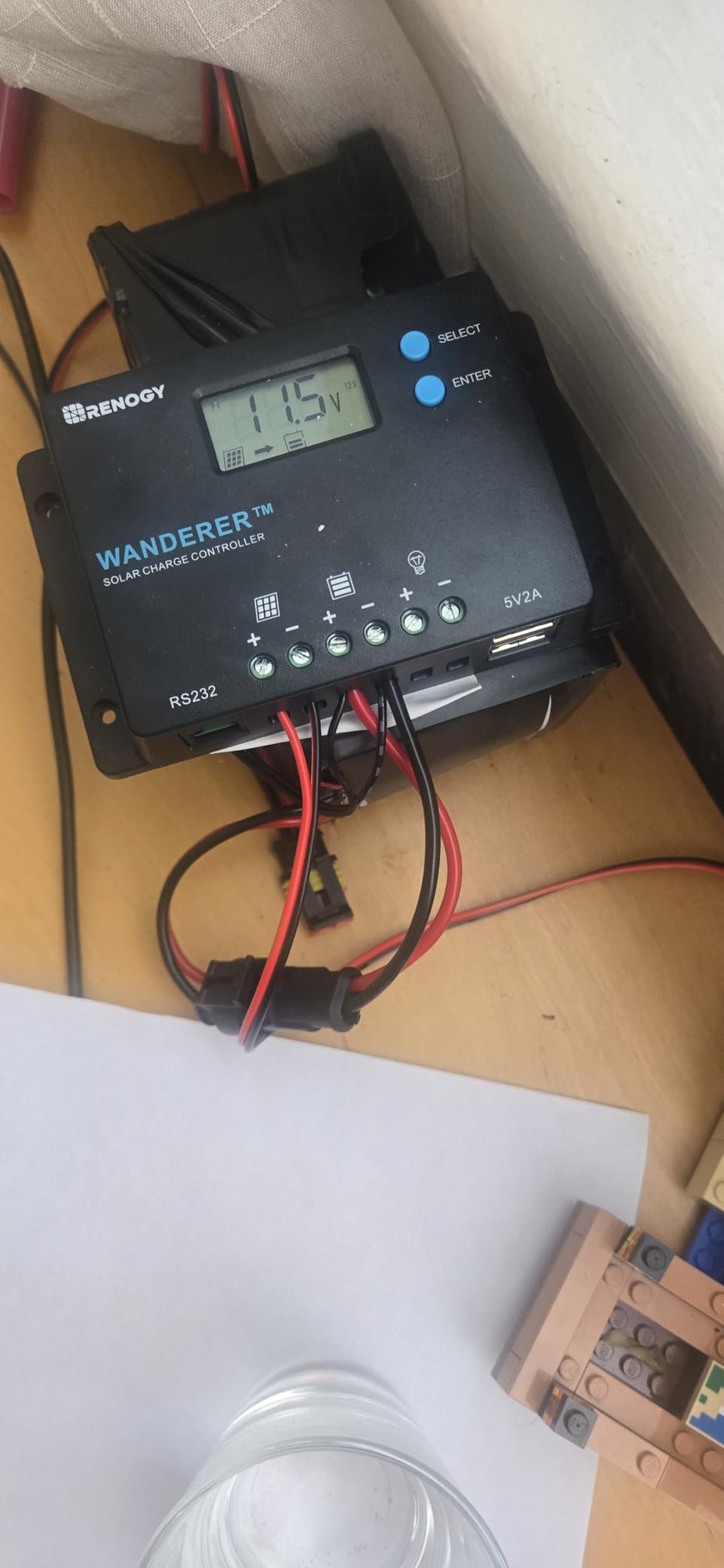 Renogy 10 Amp 12V/24V PWM Negative Ground Solar Charge Controller Compact Design w/LCD Display for AGM, Gel, Flooded and Lithium Battery, Wanderer 10A | 50V PV input, AGM/Gel/Flooded (auto), Li (manual), LCD, overcharge/ short protection, negative ground, temp comp, for RVs customer photo 1