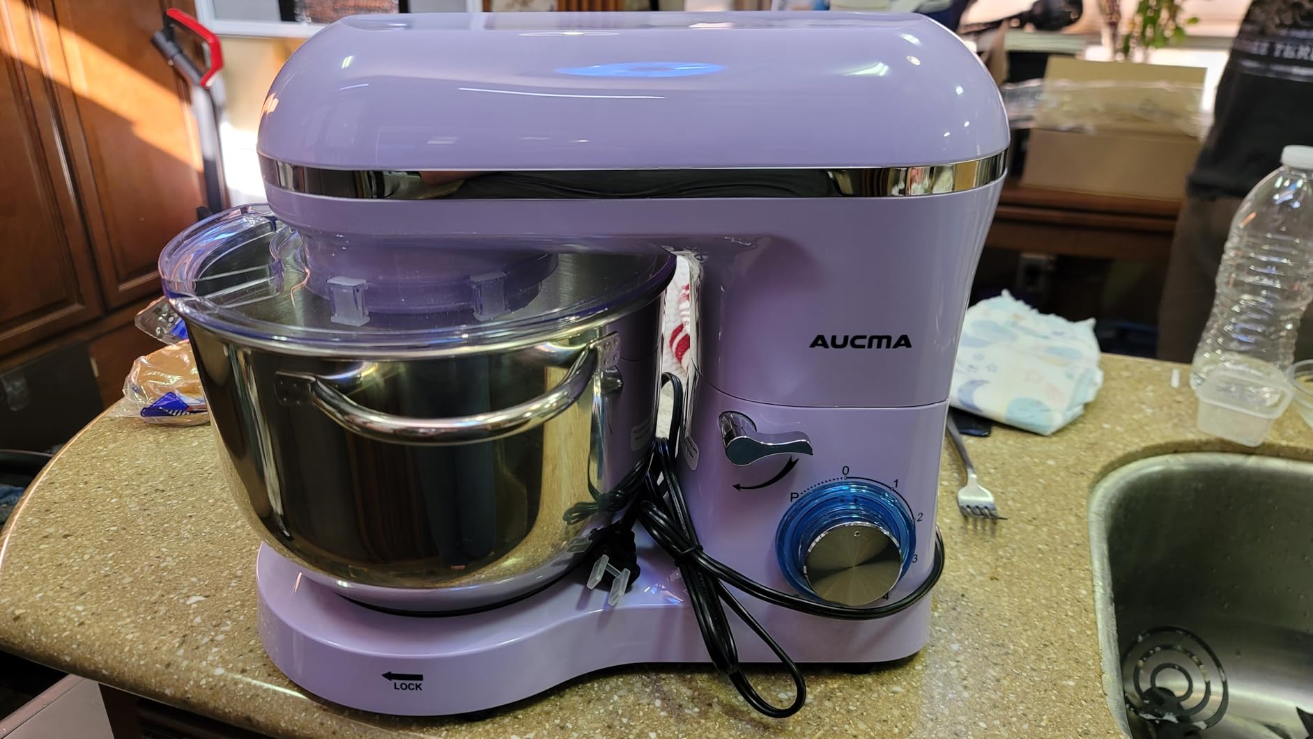 Aucma Stand Mixer, 6.5-QT 660W 6-Speed Tilt-Head Food Mixer, Kitchen Electric Mixer with Dough Hook, Wire Whip & Beater (Silver, 6.5QT) customer photo 1